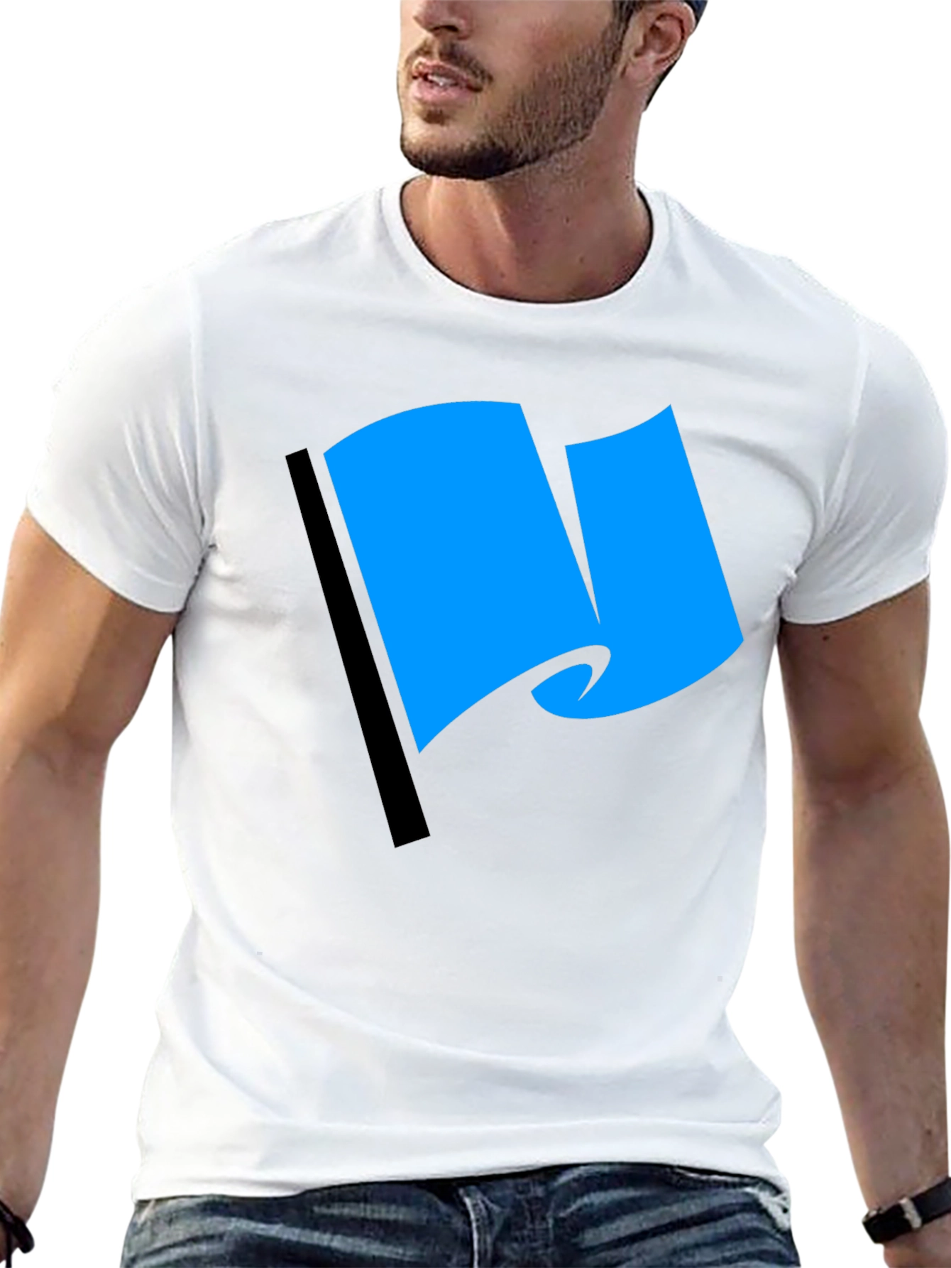 Blue Flag Graphic Black T-Shirt