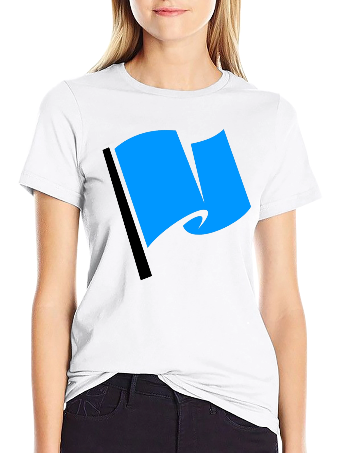 Blue Flag Graphic Black T-Shirt