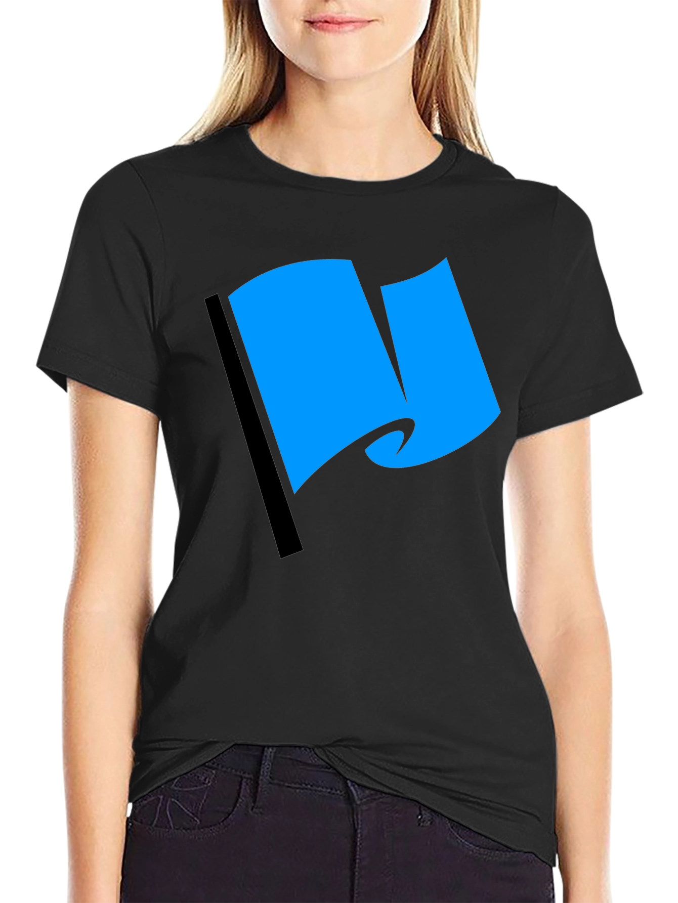 Blue Flag Graphic Black T-Shirt