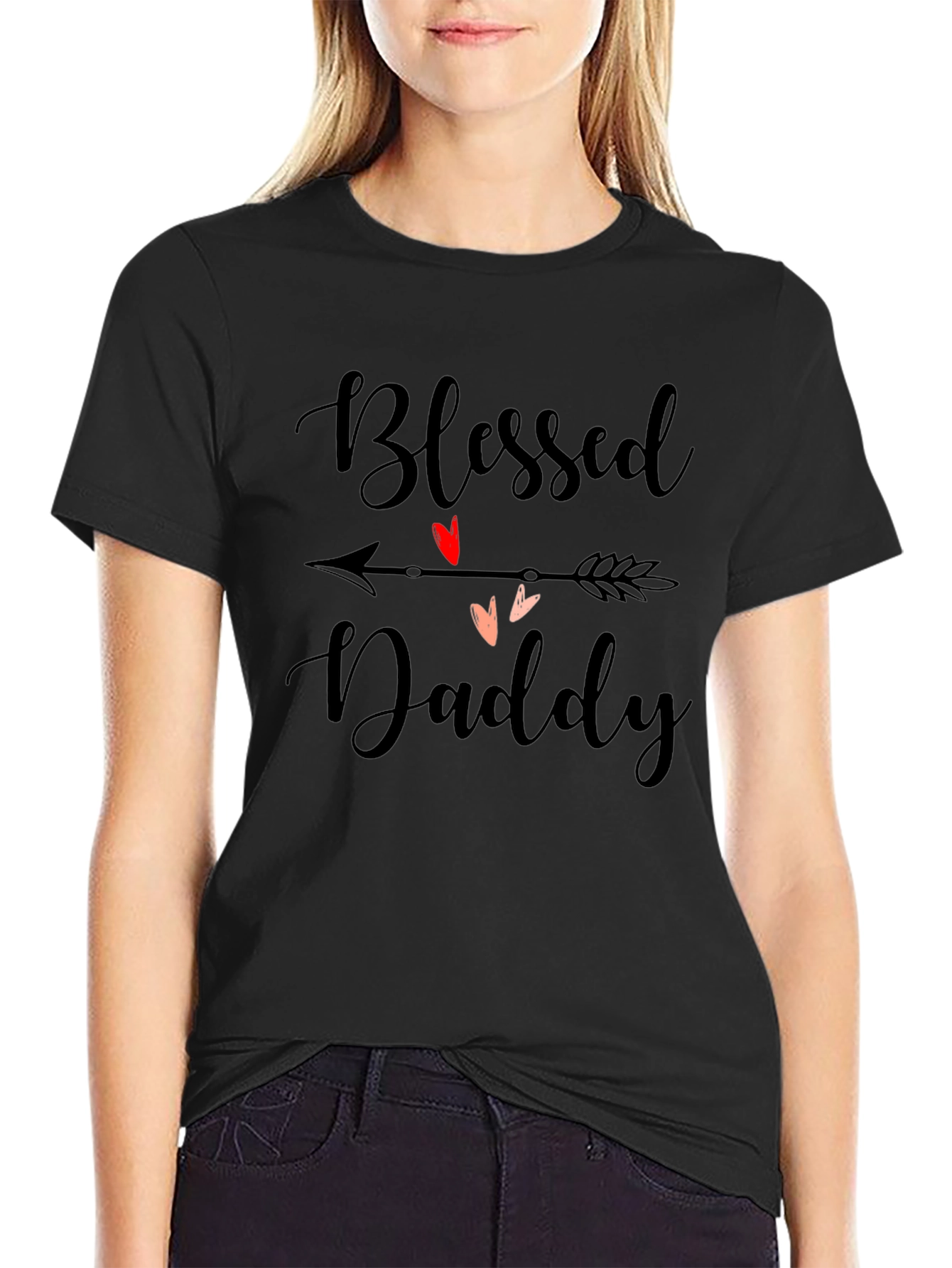 Blessed Daddy Graphic Print Black T-Shirt