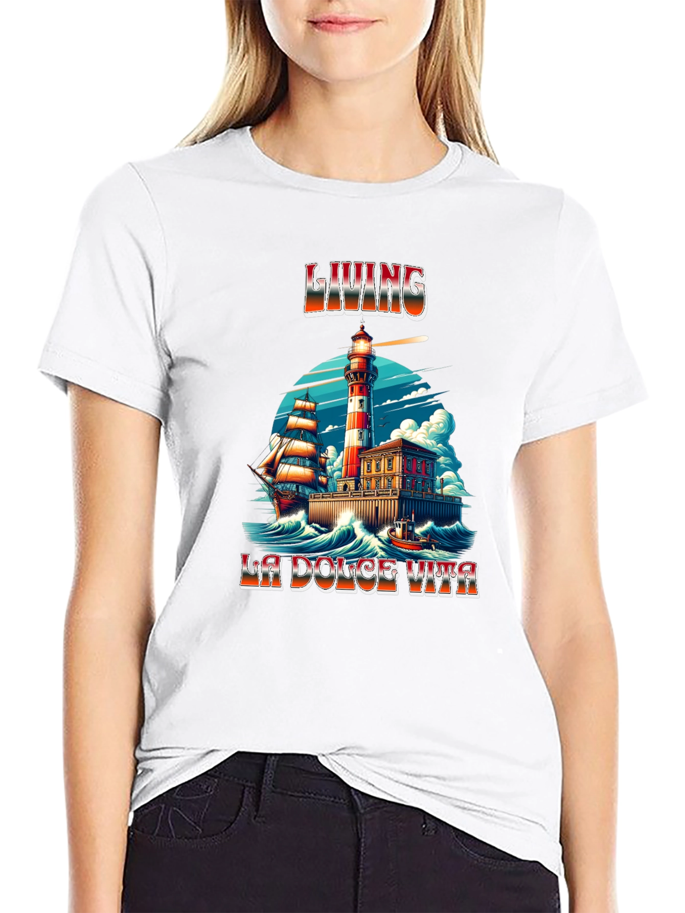La Dolce Vita Living Lighthouse Graphic Tee