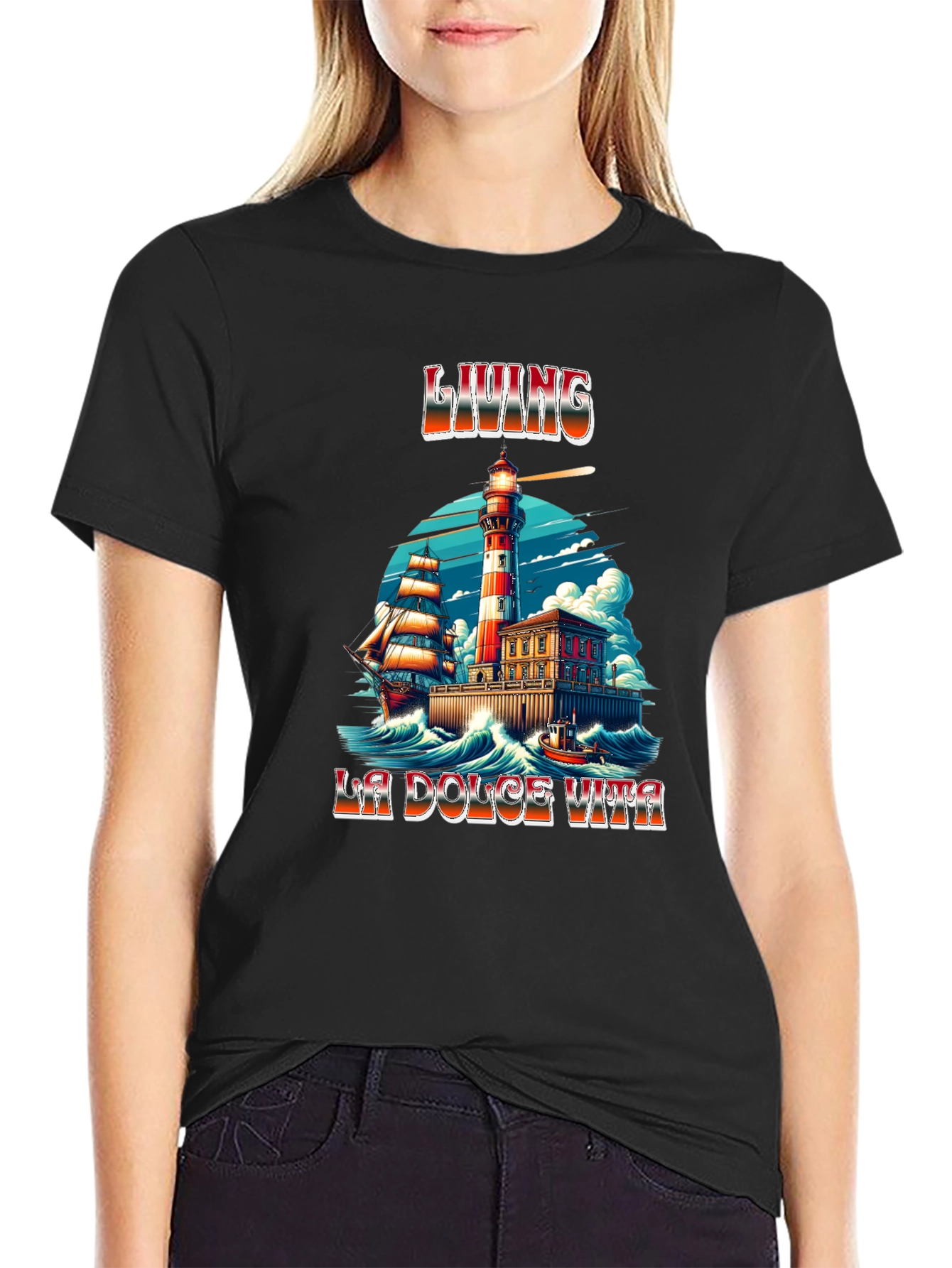 La Dolce Vita Living Lighthouse Graphic Tee