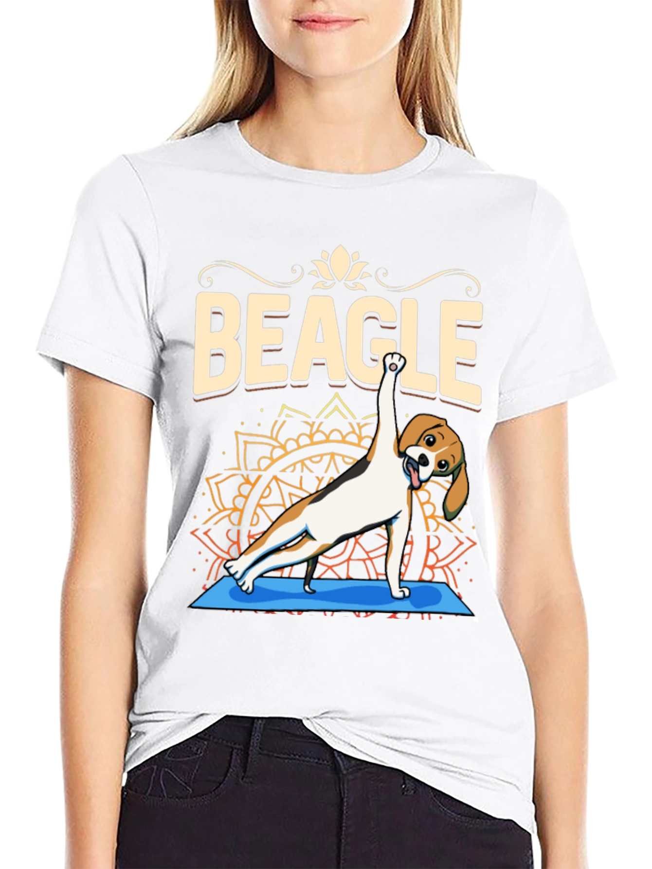 Beagle Yoga Pose Graphic T-Shirt