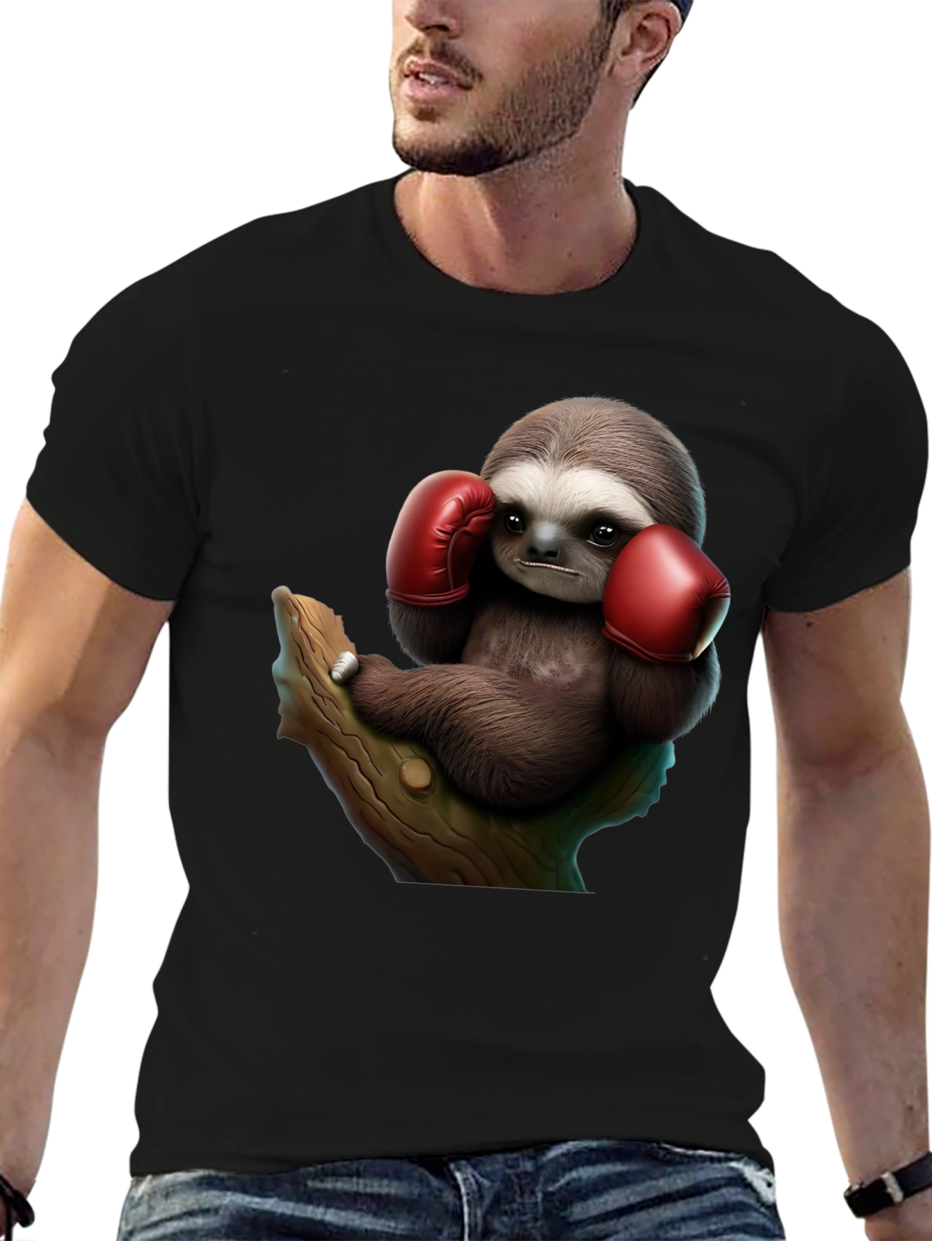 Boxing Sloth Black T-Shirt