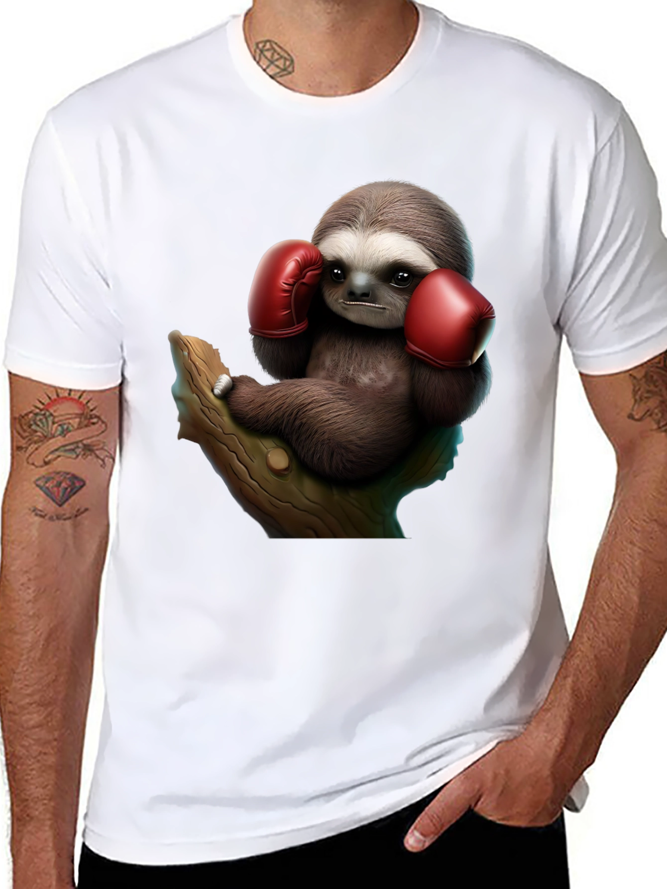Boxing Sloth Black T-Shirt