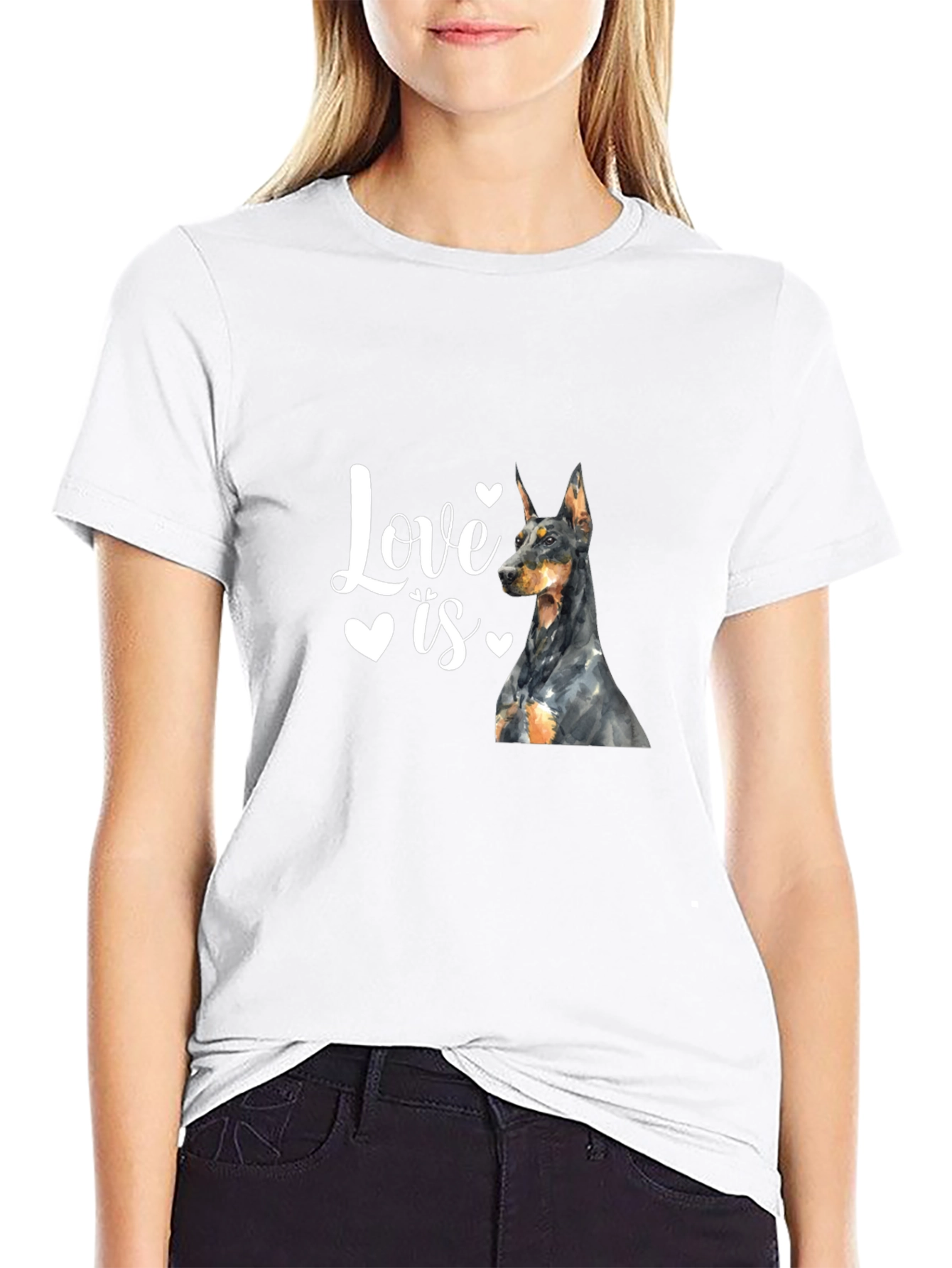 Love is a Doberman Black T-Shirt