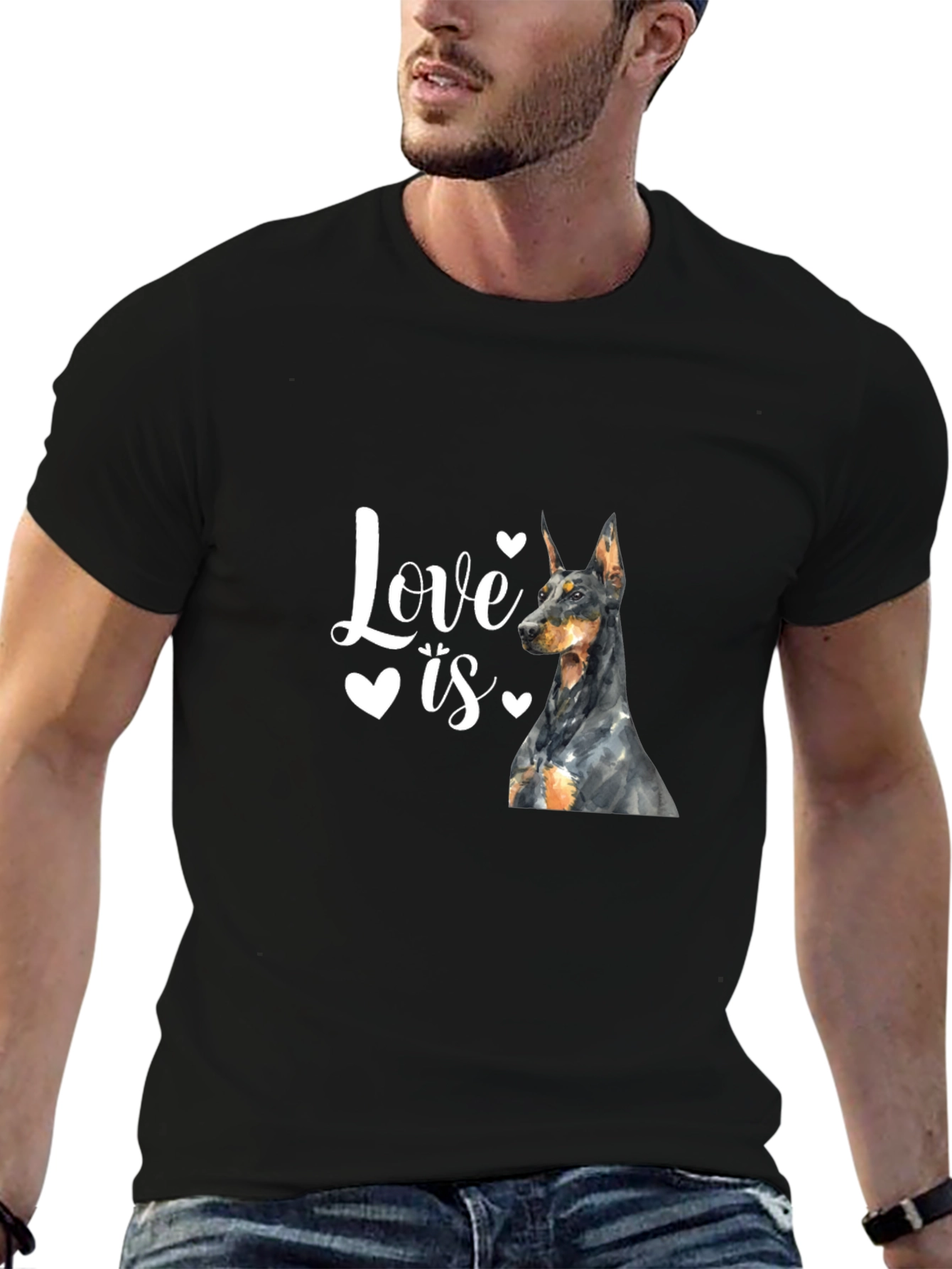 Love is a Doberman Black T-Shirt