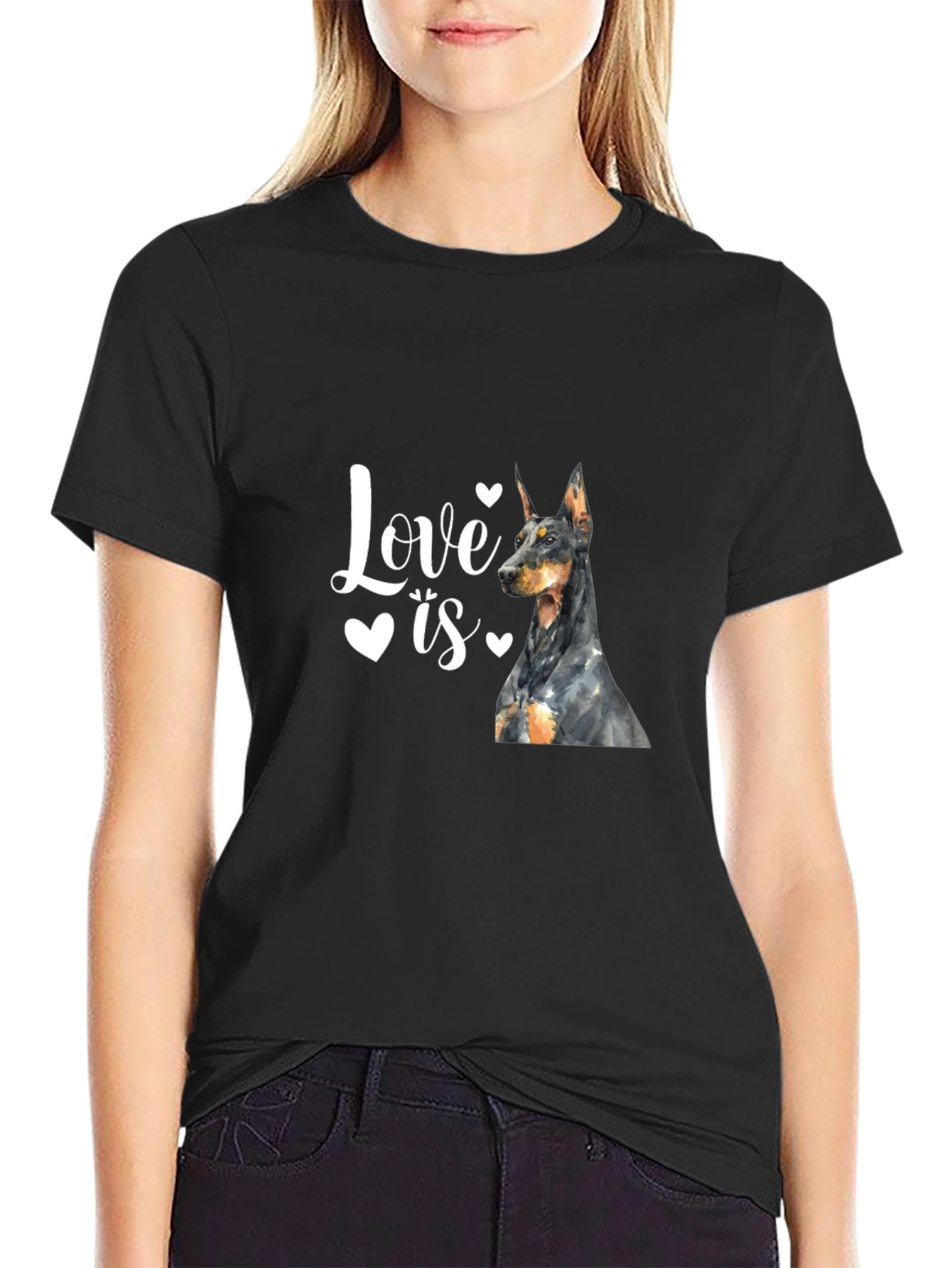Love is a Doberman Black T-Shirt