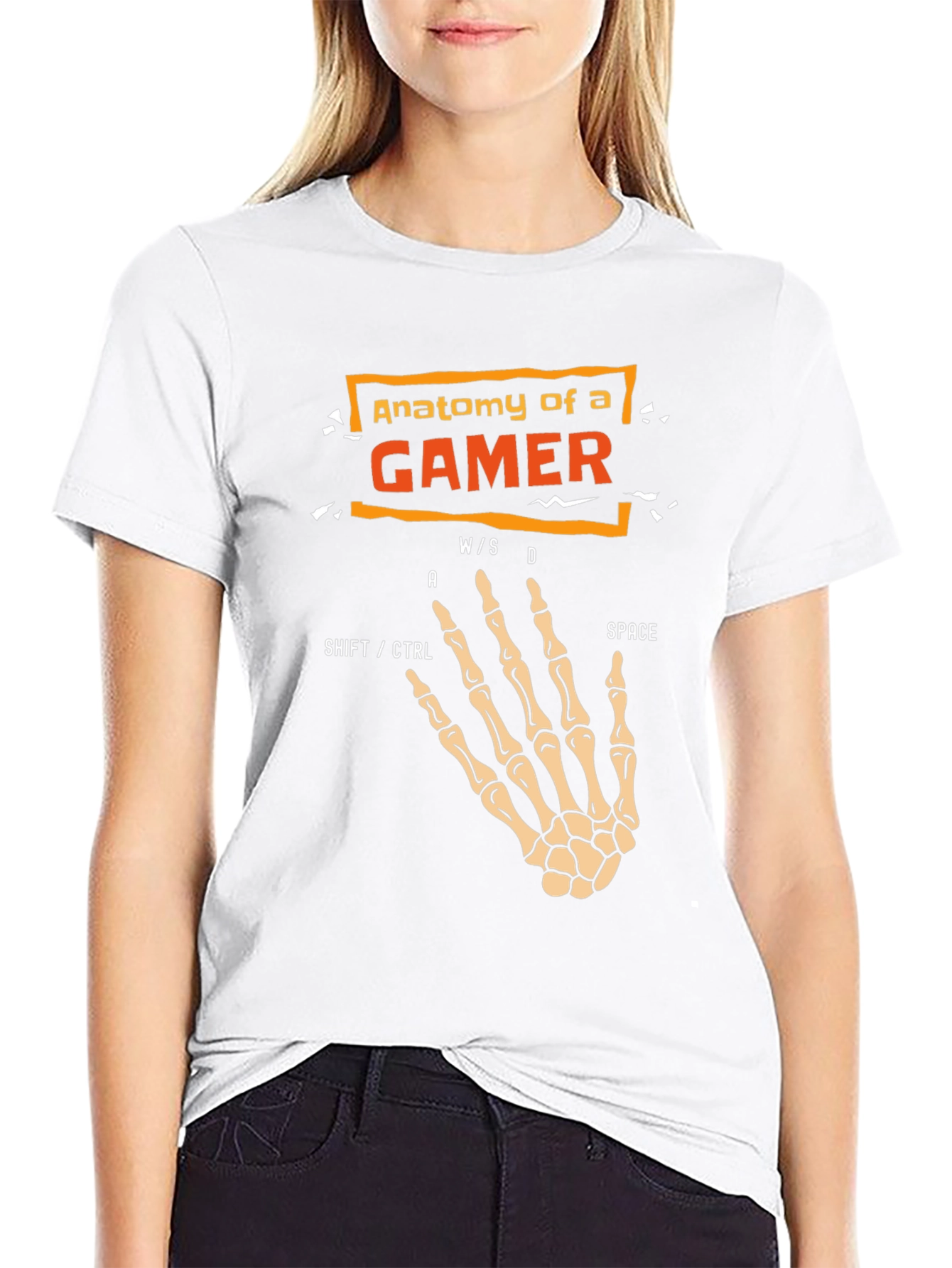 Anatomy of a Gamer Skeleton Hand Black T-Shirt