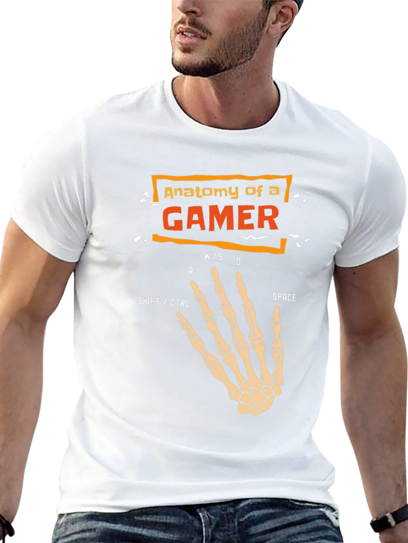 Anatomy of a Gamer Skeleton Hand Black T-Shirt