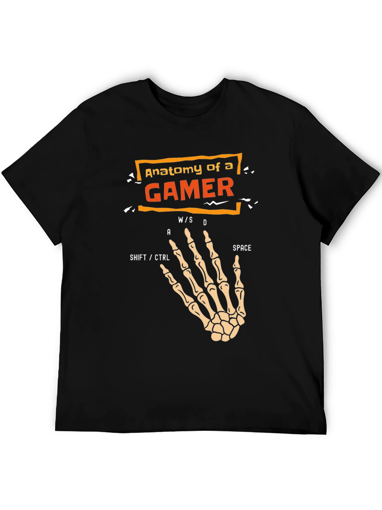 Anatomy of a Gamer Skeleton Hand Black T-Shirt