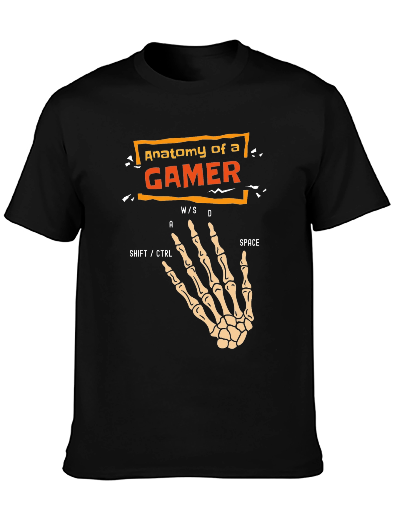 Anatomy of a Gamer Skeleton Hand Black T-Shirt