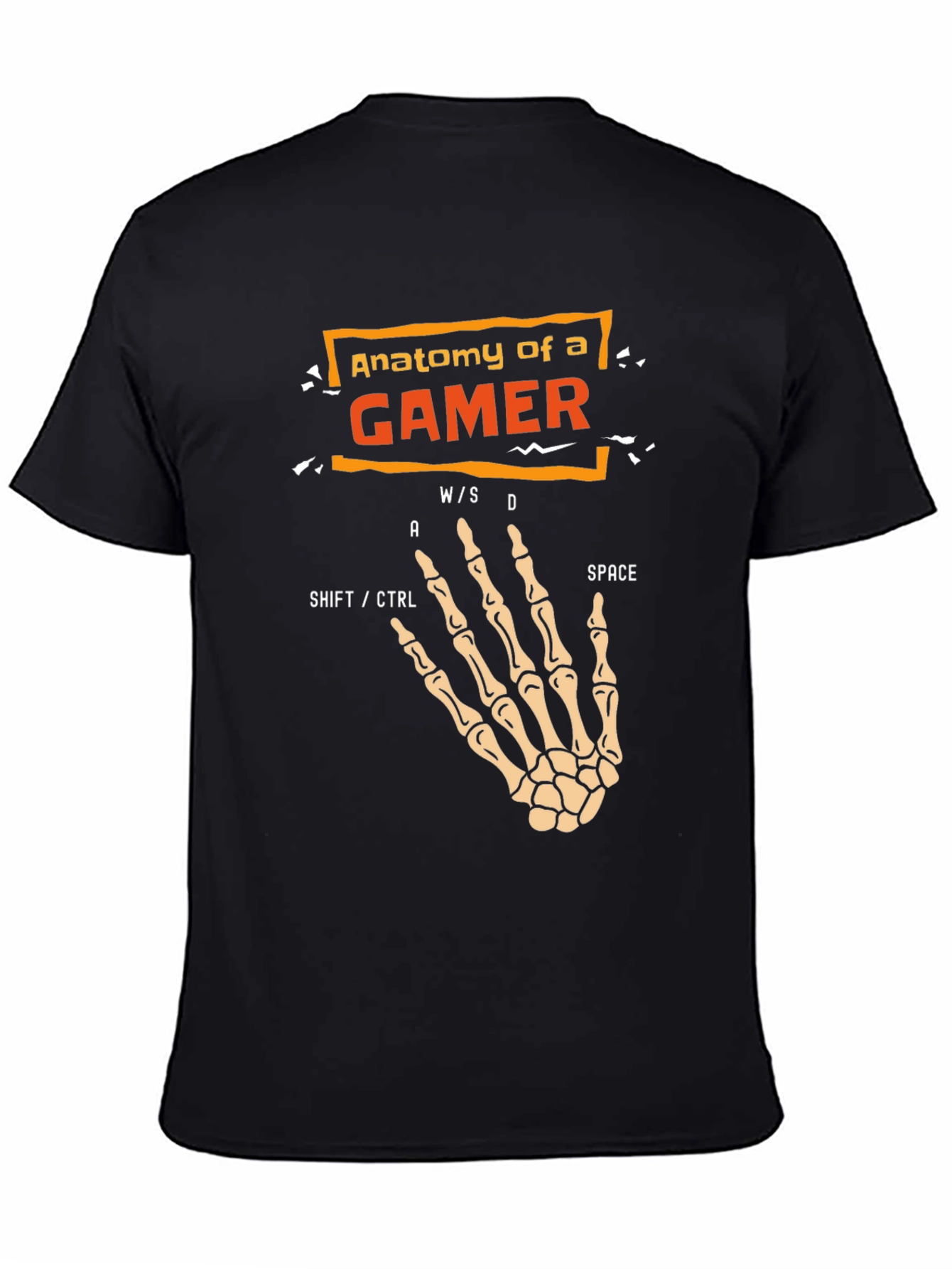 Anatomy of a Gamer Skeleton Hand Black T-Shirt