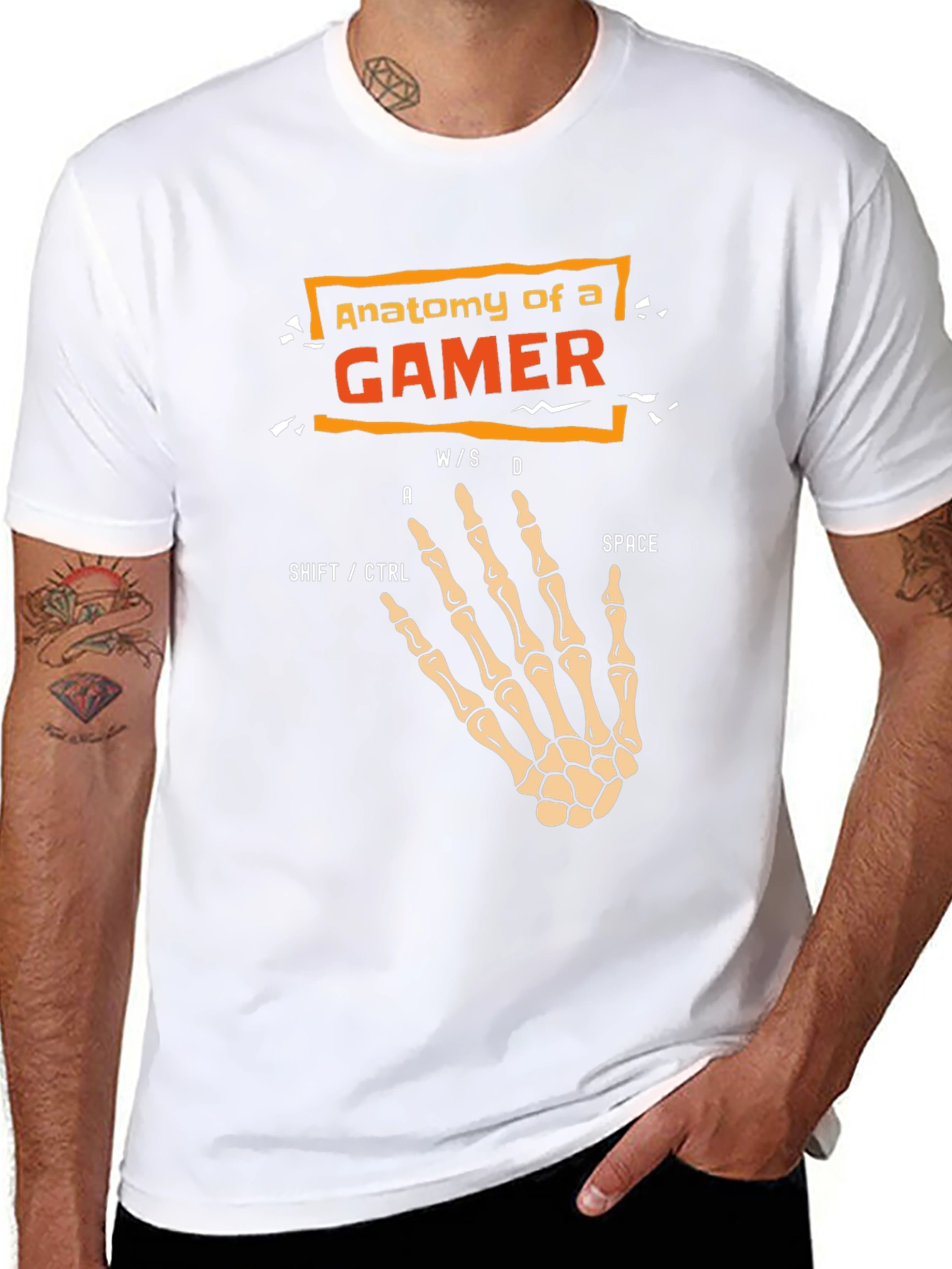 Anatomy of a Gamer Skeleton Hand Black T-Shirt