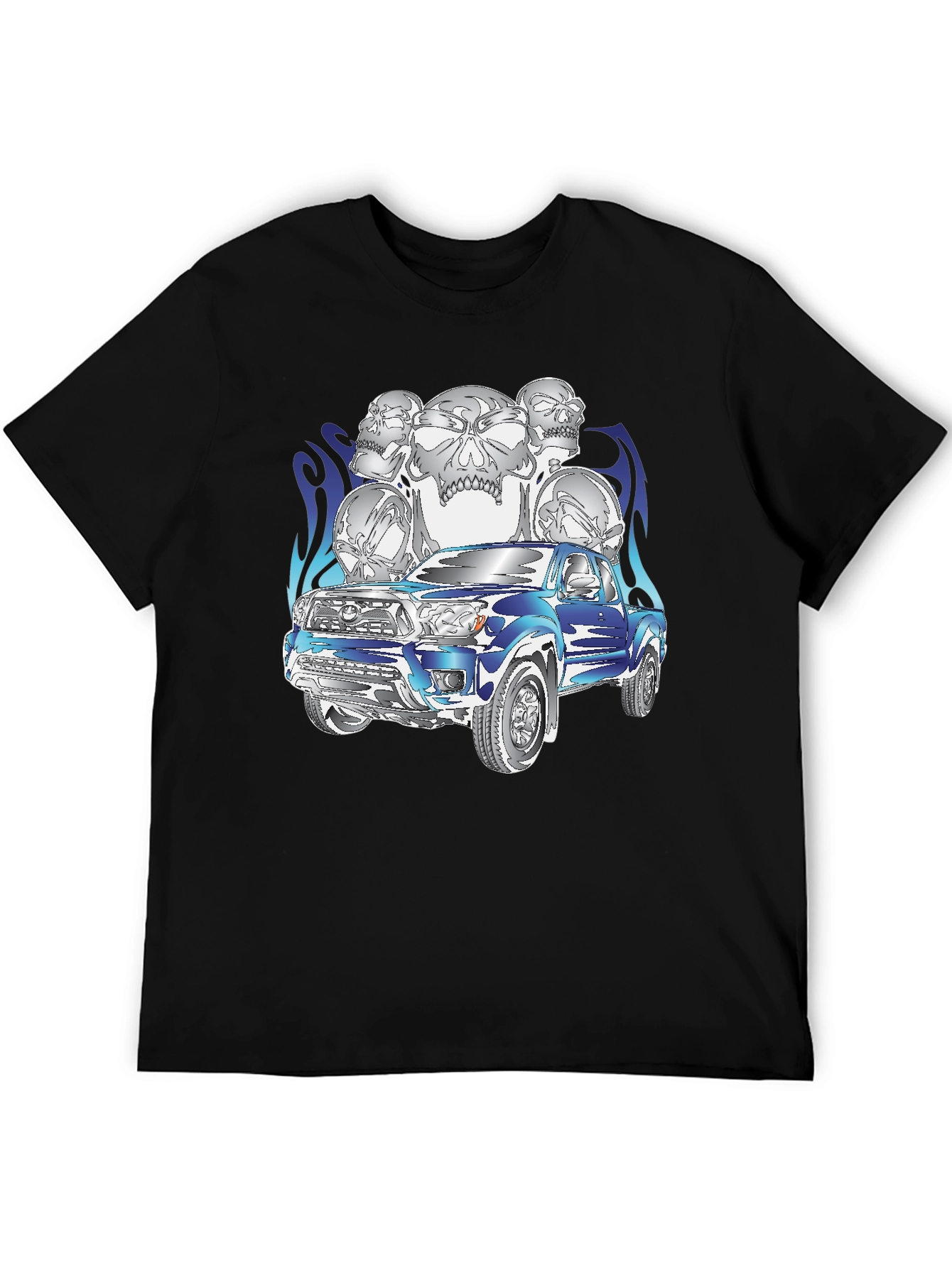 Truck and Skulls Graphic Tee - Cool Design