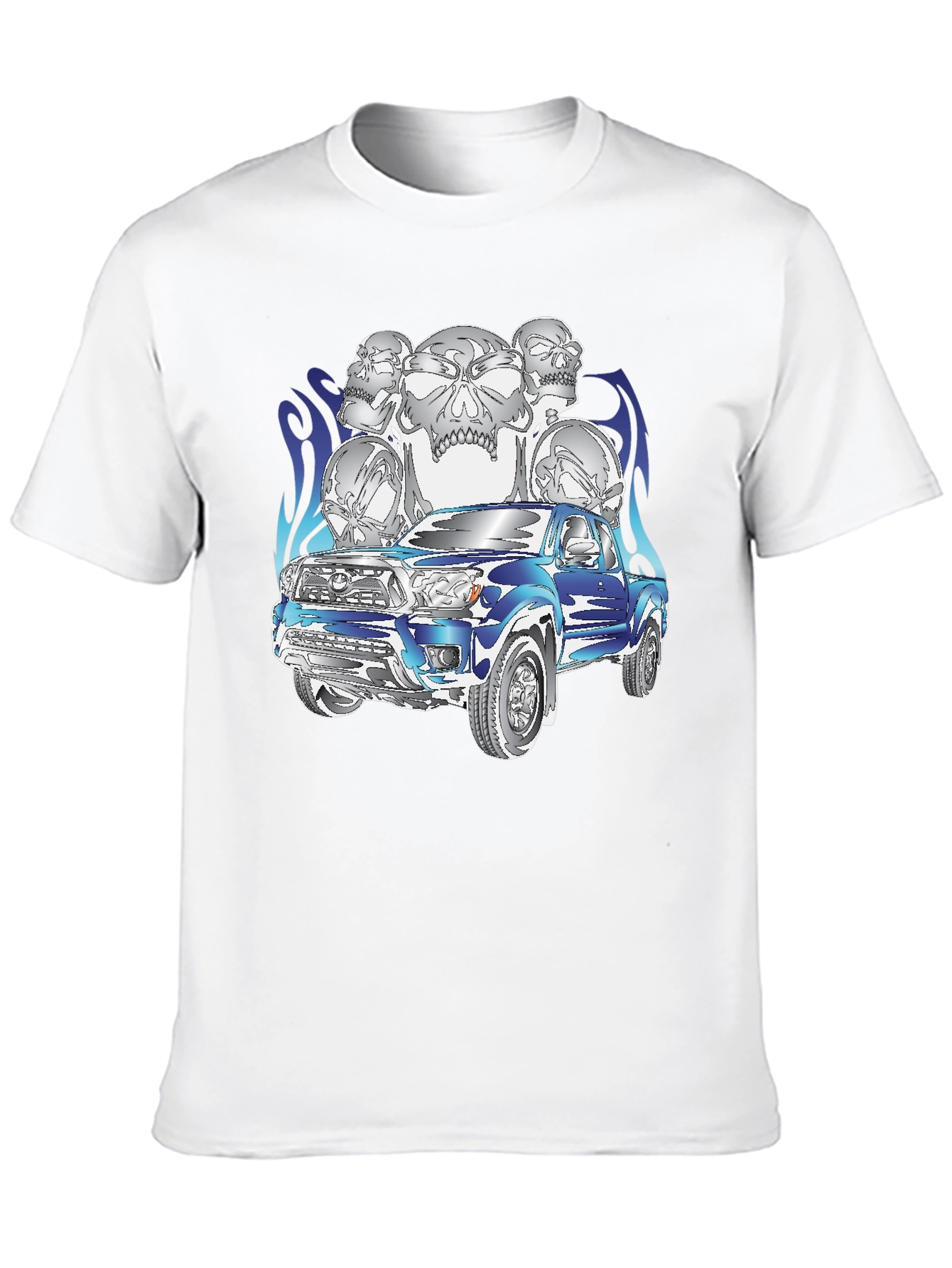 Truck and Skulls Graphic Tee - Cool Design