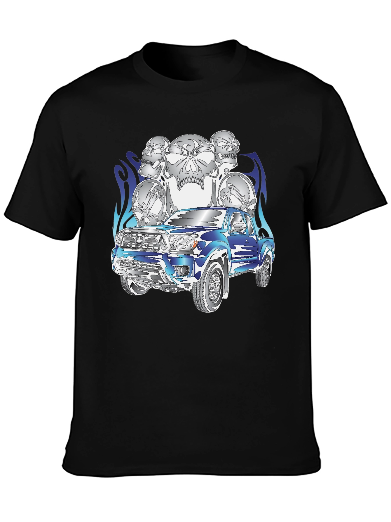 Truck and Skulls Graphic Tee - Cool Design