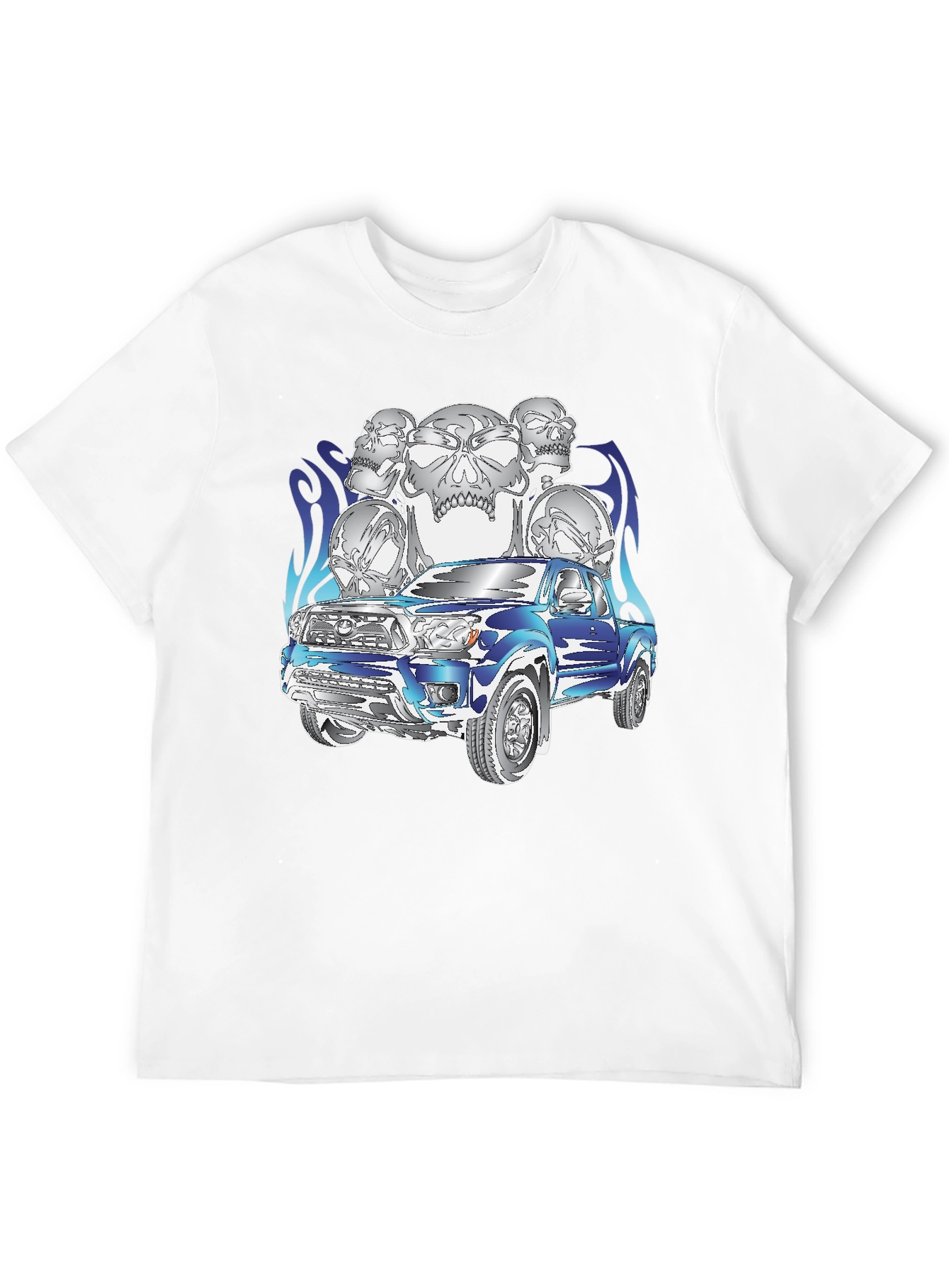Truck and Skulls Graphic Tee - Cool Design