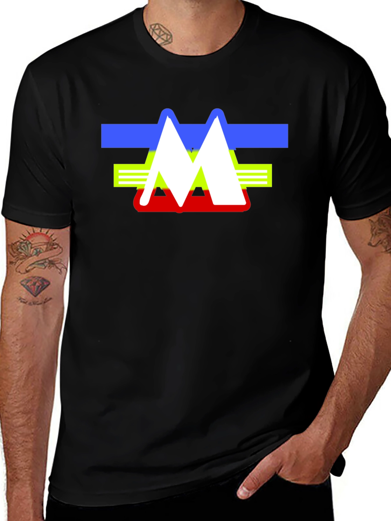 Abstract Mountain Logo Graphic Tee - Black