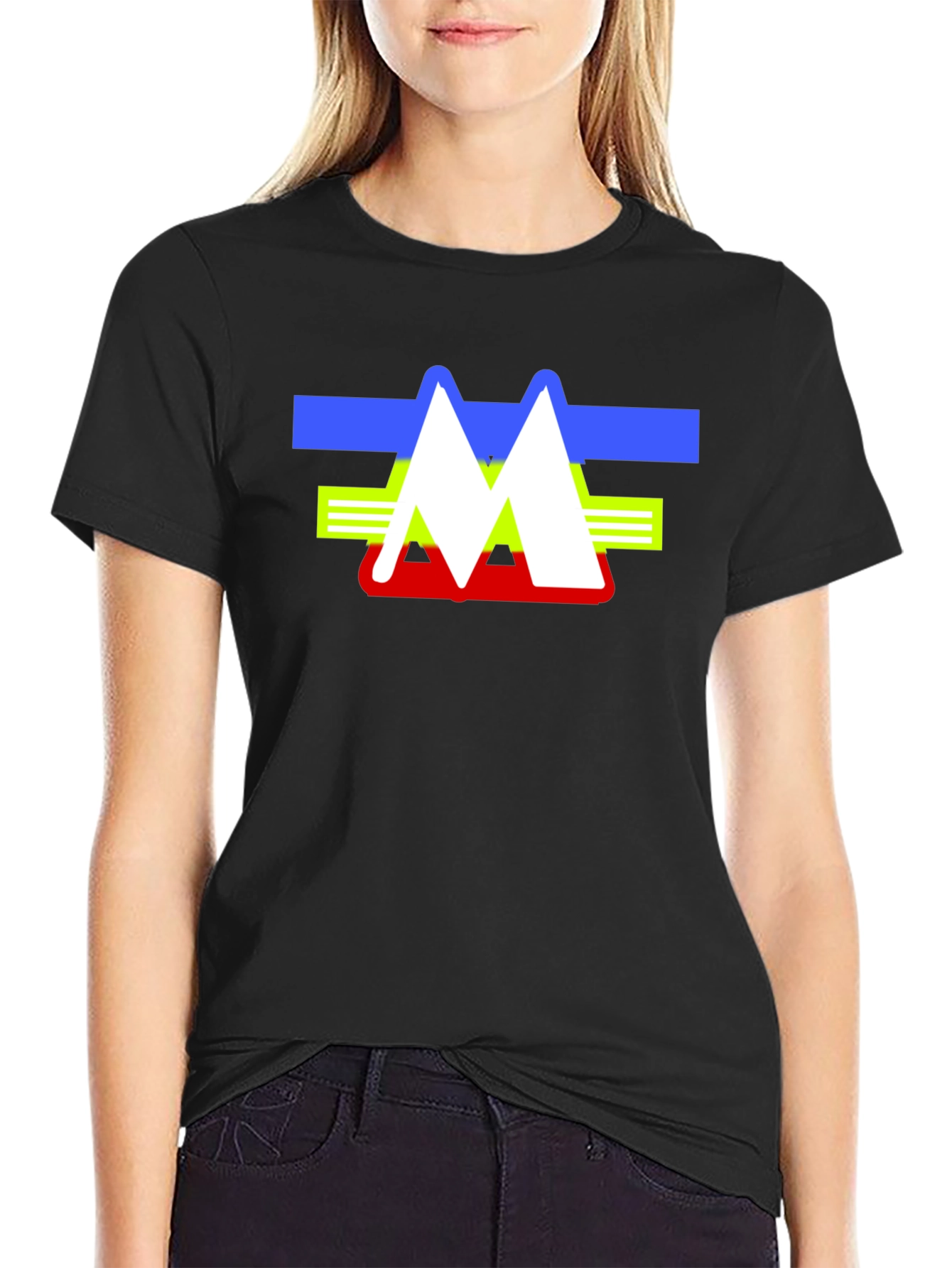 Abstract Mountain Logo Graphic Tee - Black