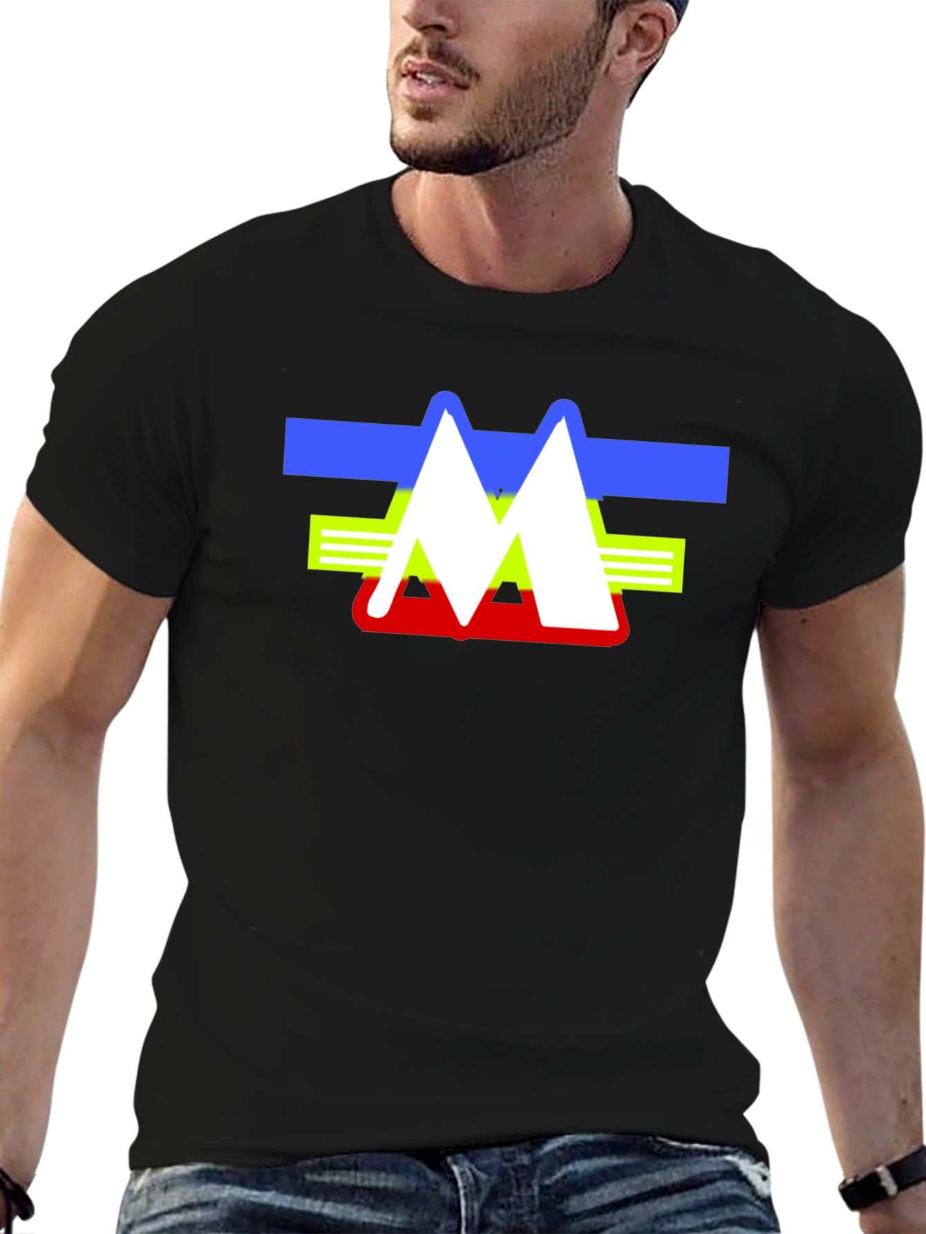Abstract Mountain Logo Graphic Tee - Black