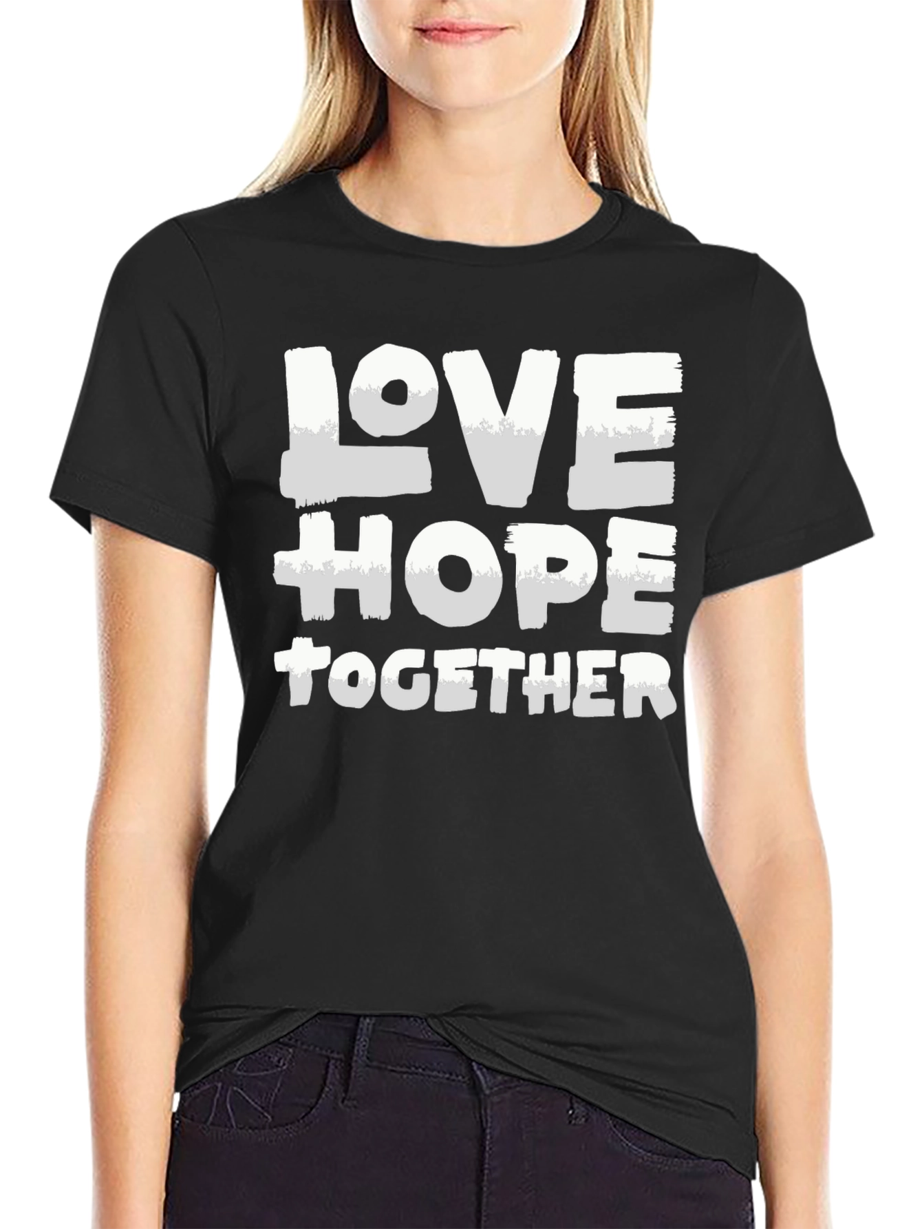 Love Hope Together Graphic Tee - Stylish Black T-Shirt