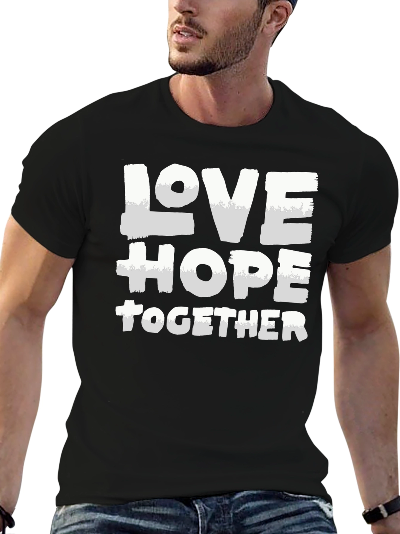 Love Hope Together Graphic Tee - Stylish Black T-Shirt