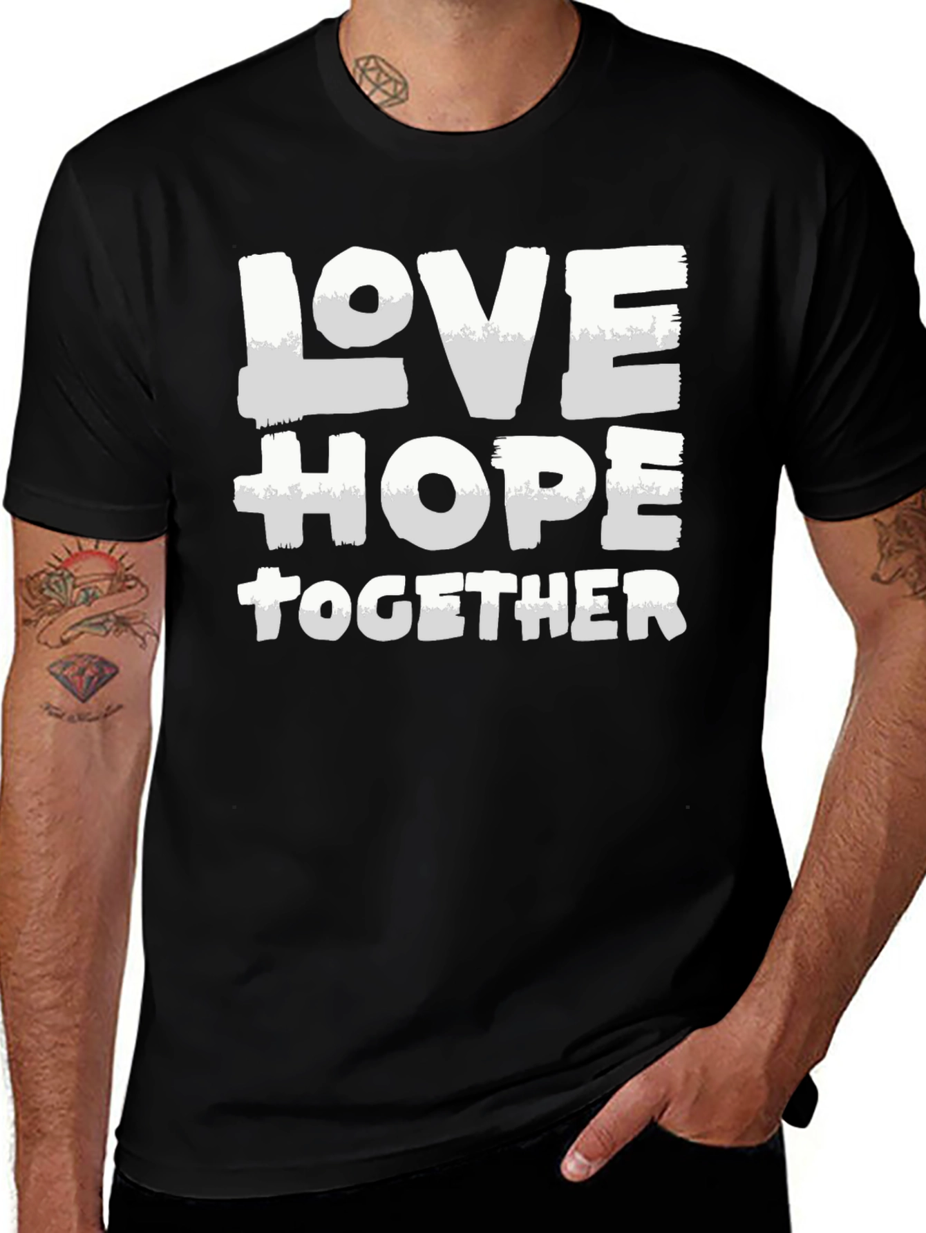 Love Hope Together Graphic Tee - Stylish Black T-Shirt