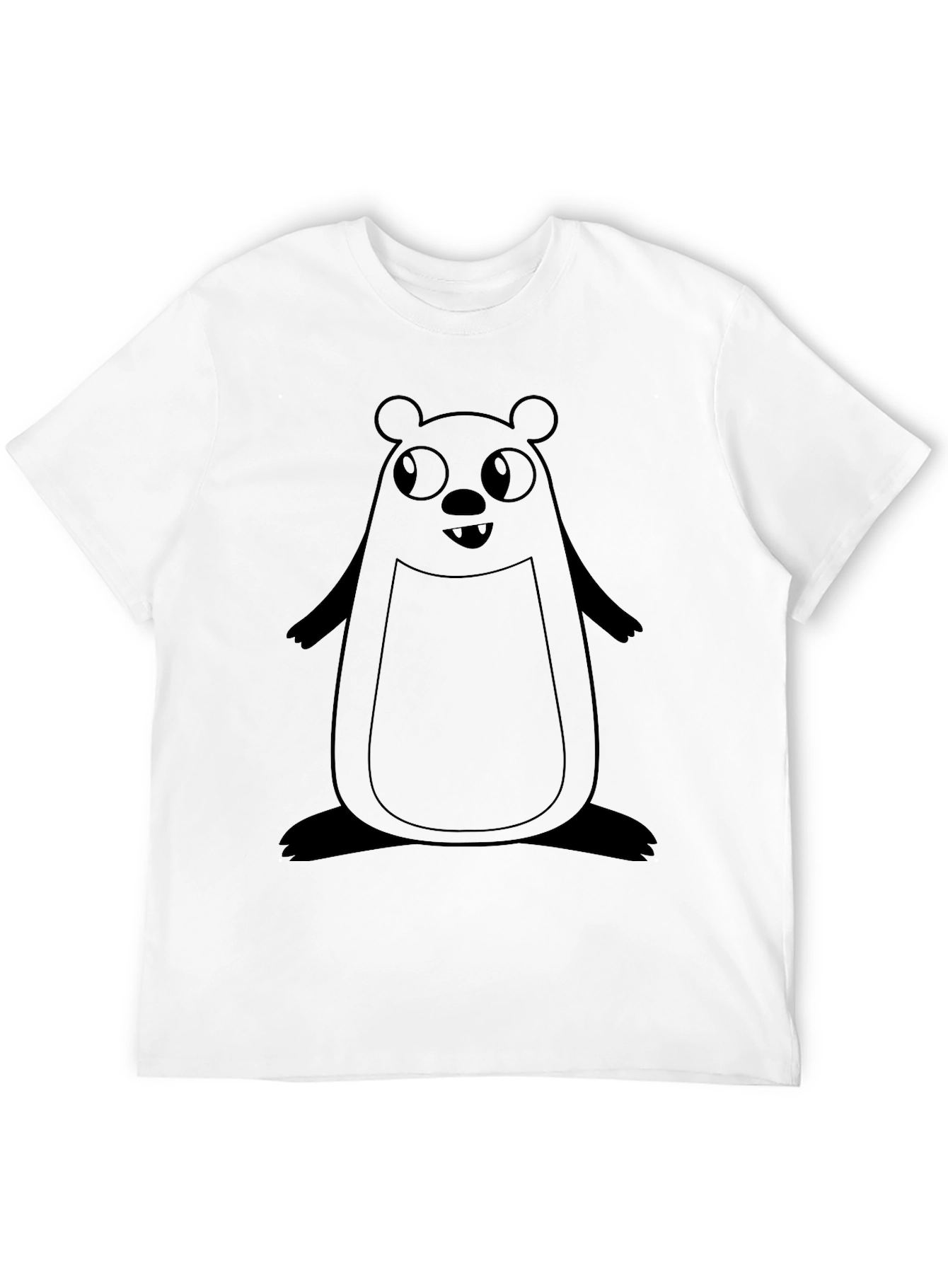 Cute Cartoon Bear Graphic Black T-Shirt