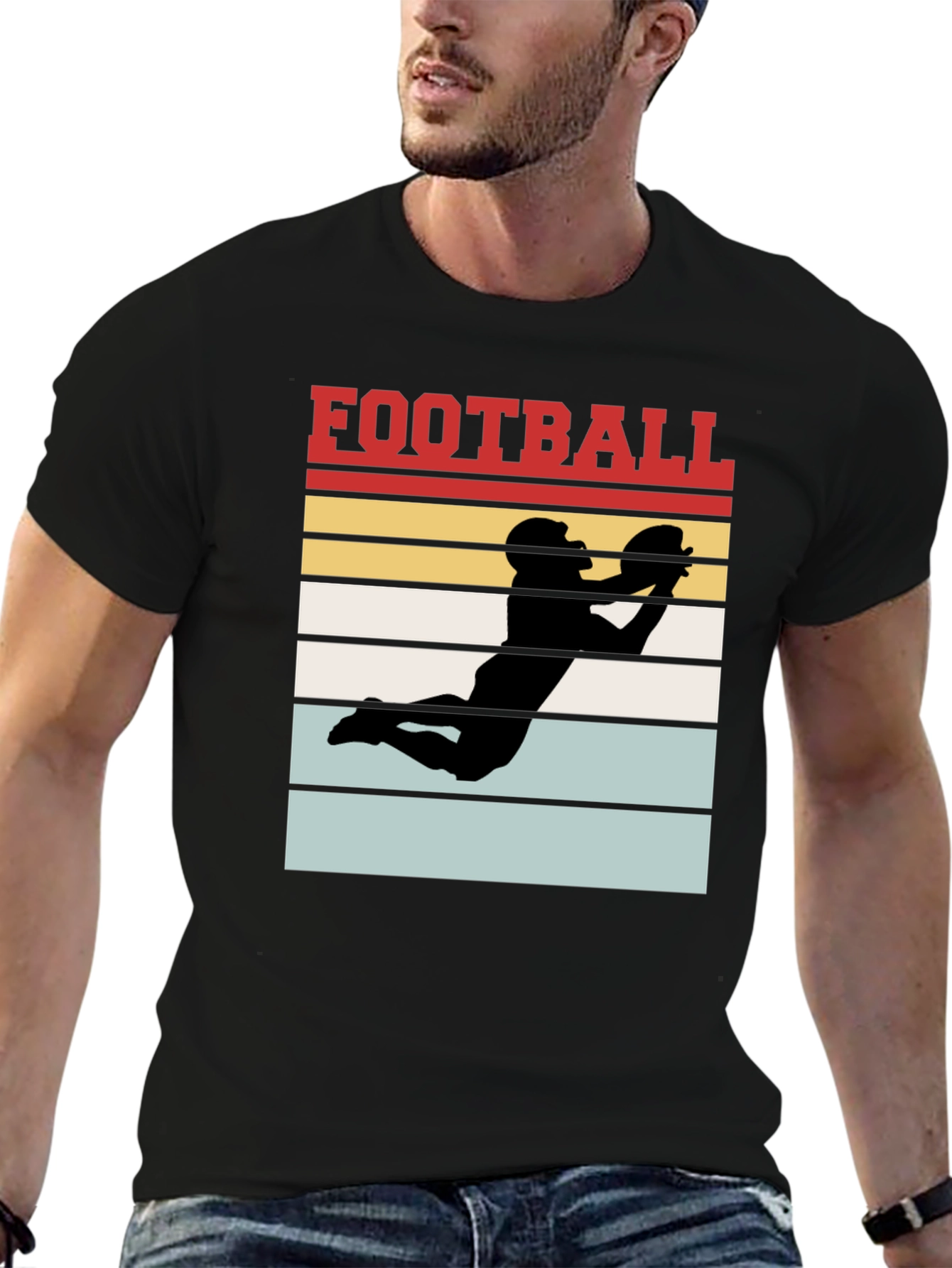 Football Graphic Tee - Retro Receiver Design