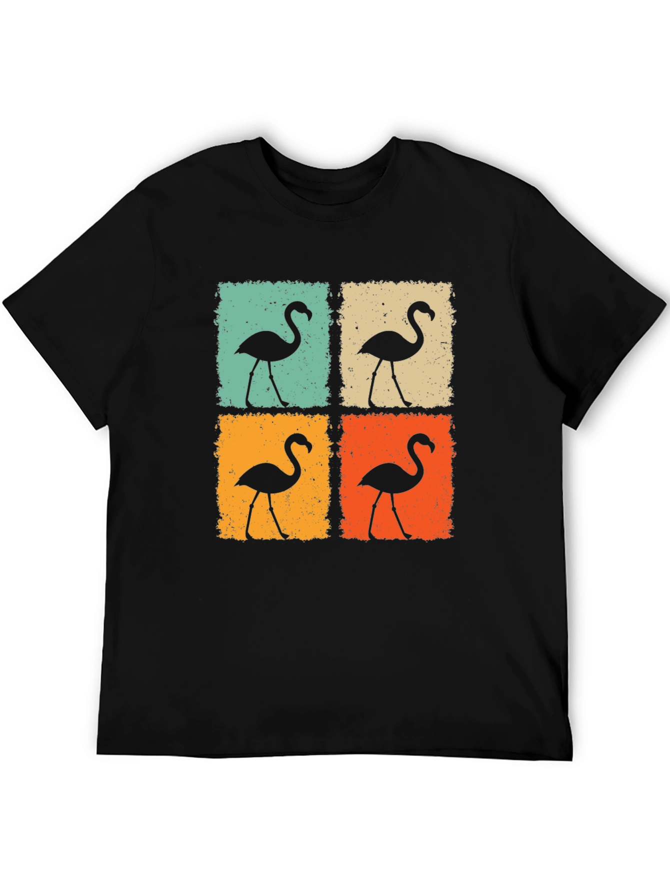 Retro Flamingo Graphic Tee - Black Unisex T-Shirt