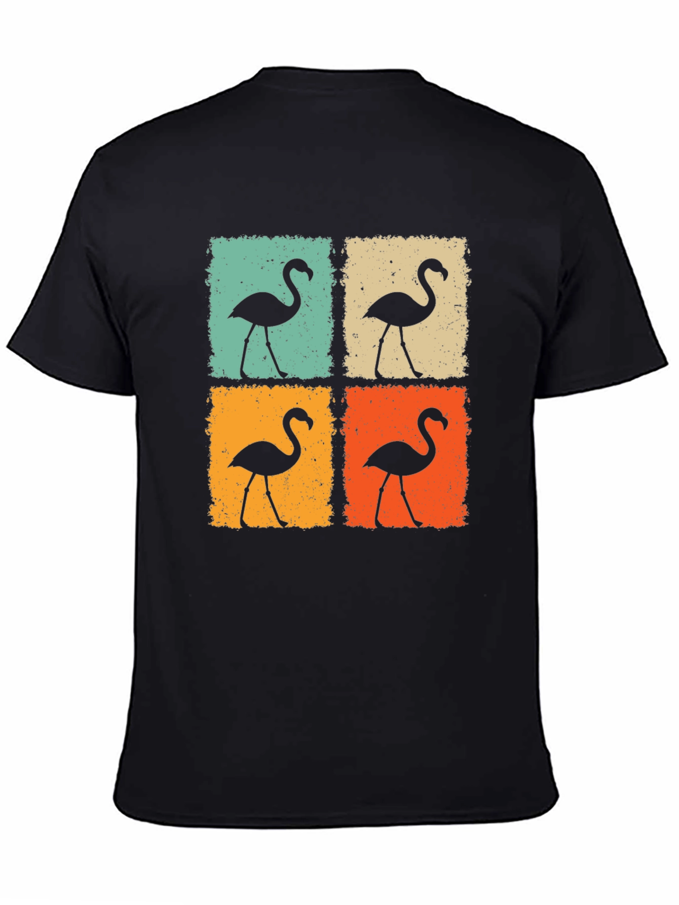 Retro Flamingo Graphic Tee - Black Unisex T-Shirt