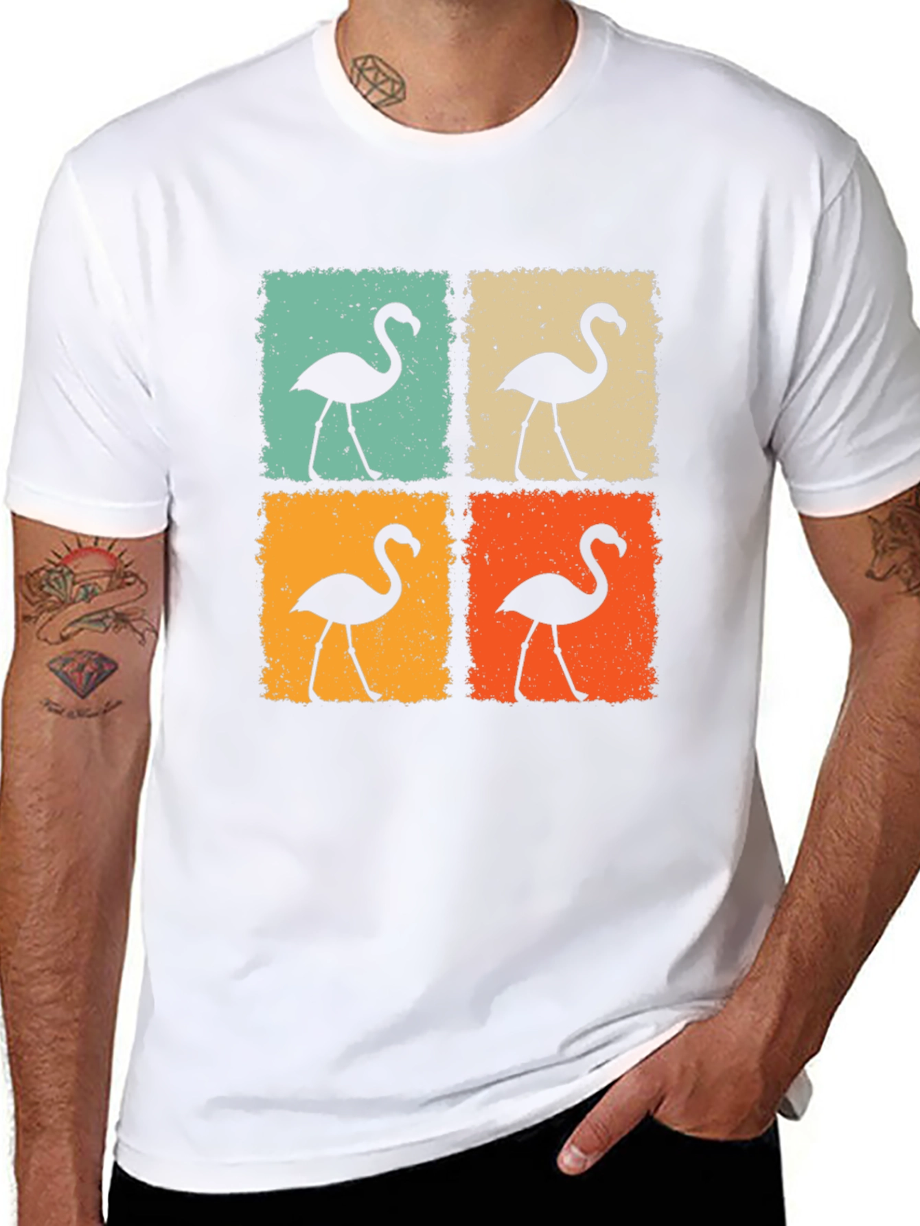 Retro Flamingo Graphic Tee - Black Unisex T-Shirt