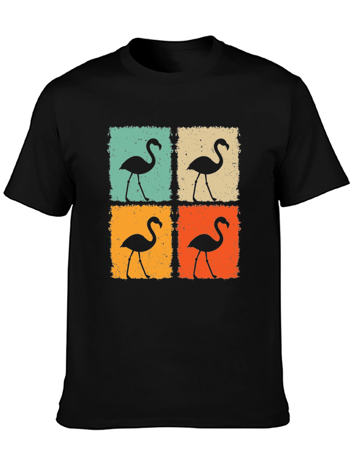 Retro Flamingo Graphic Tee - Black Unisex T-Shirt