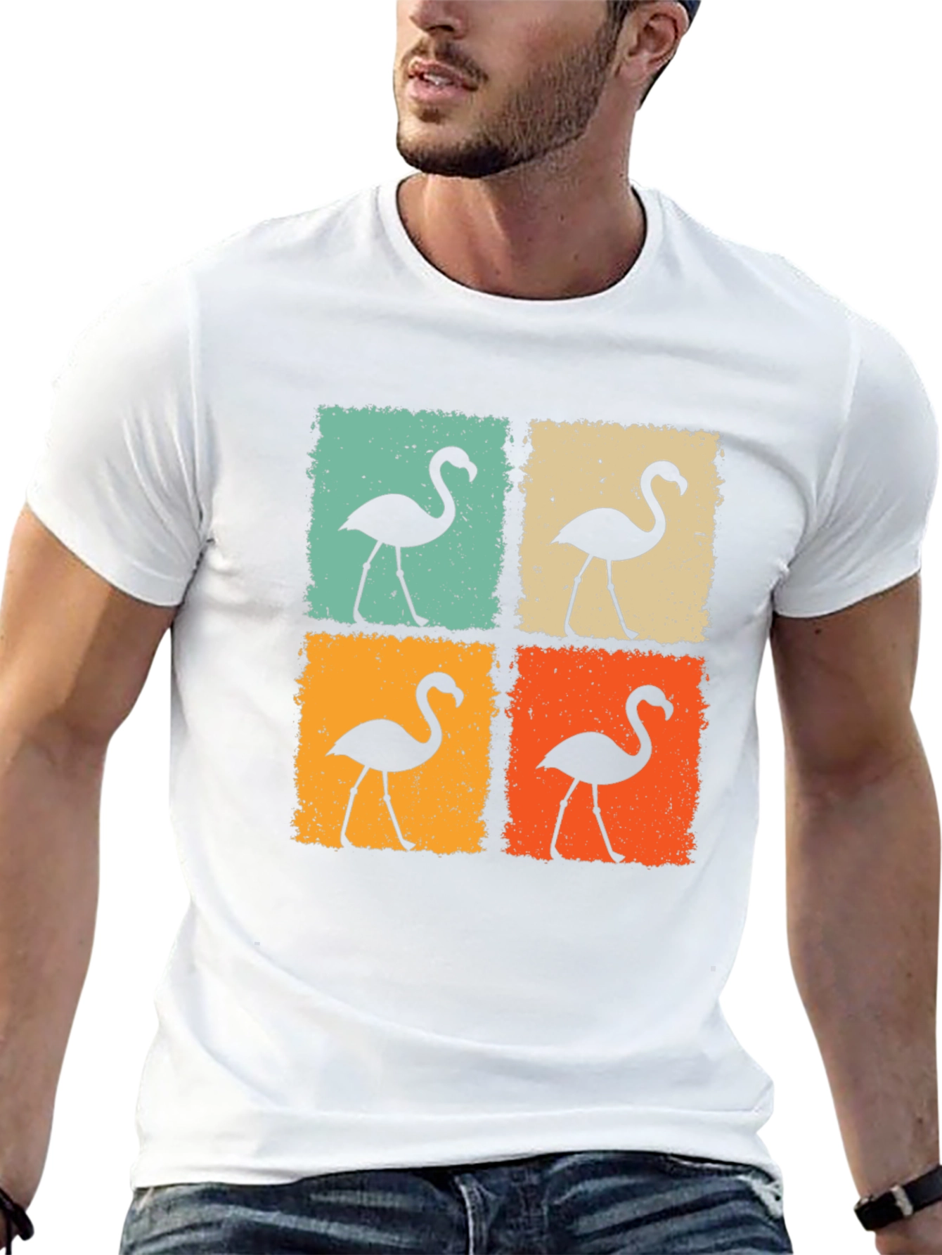 Retro Flamingo Graphic Tee - Black Unisex T-Shirt