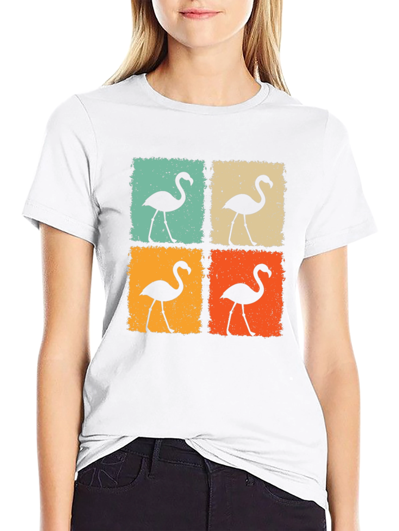 Retro Flamingo Graphic Tee - Black Unisex T-Shirt