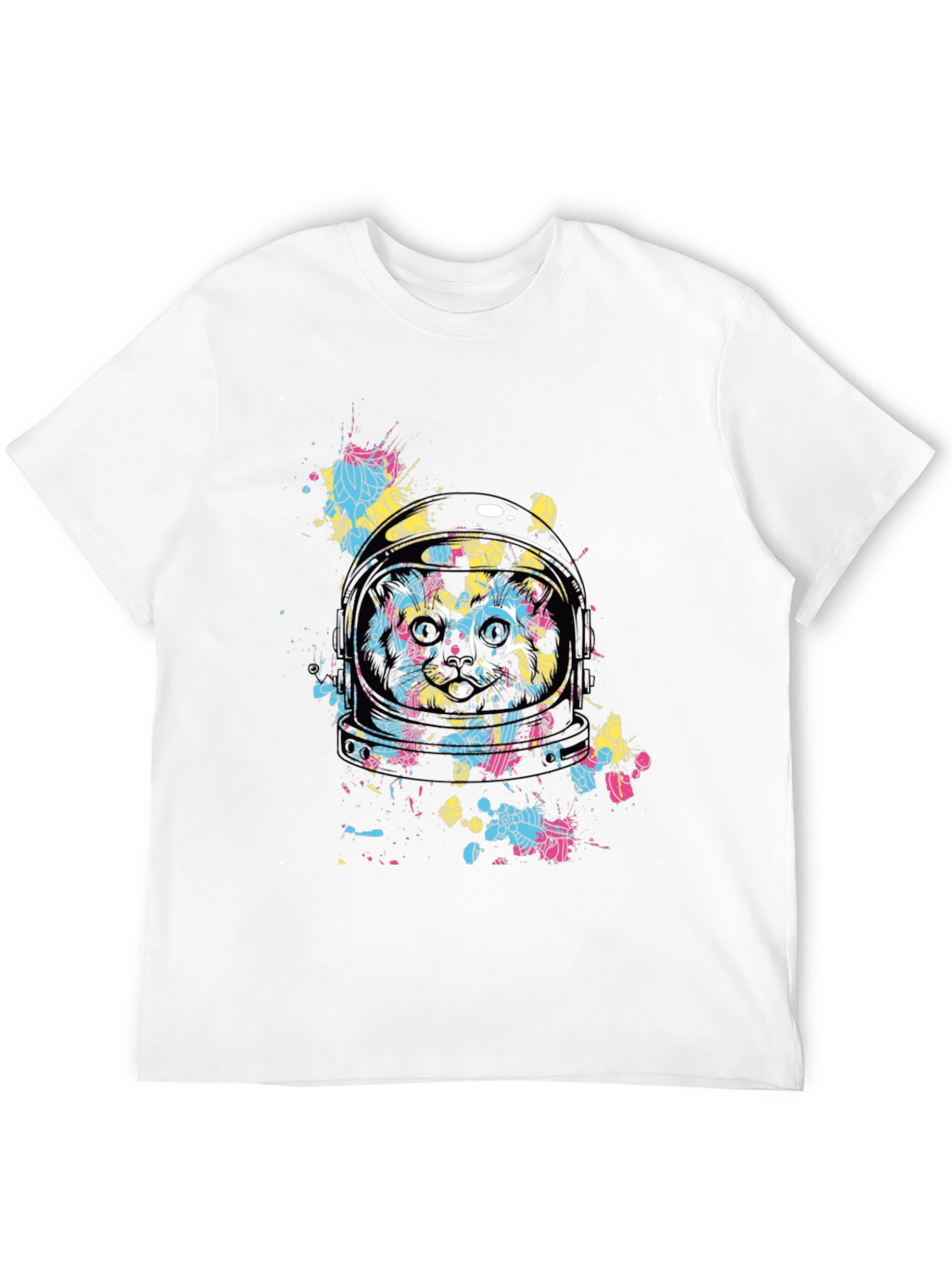 Astronaut Cat Graphic Tee - Black Cotton Comfort