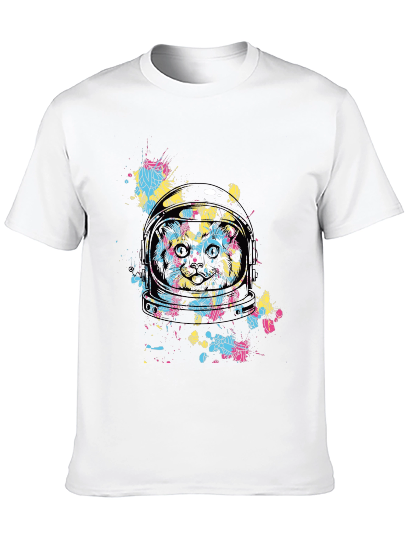 Astronaut Cat Graphic Tee - Black Cotton Comfort
