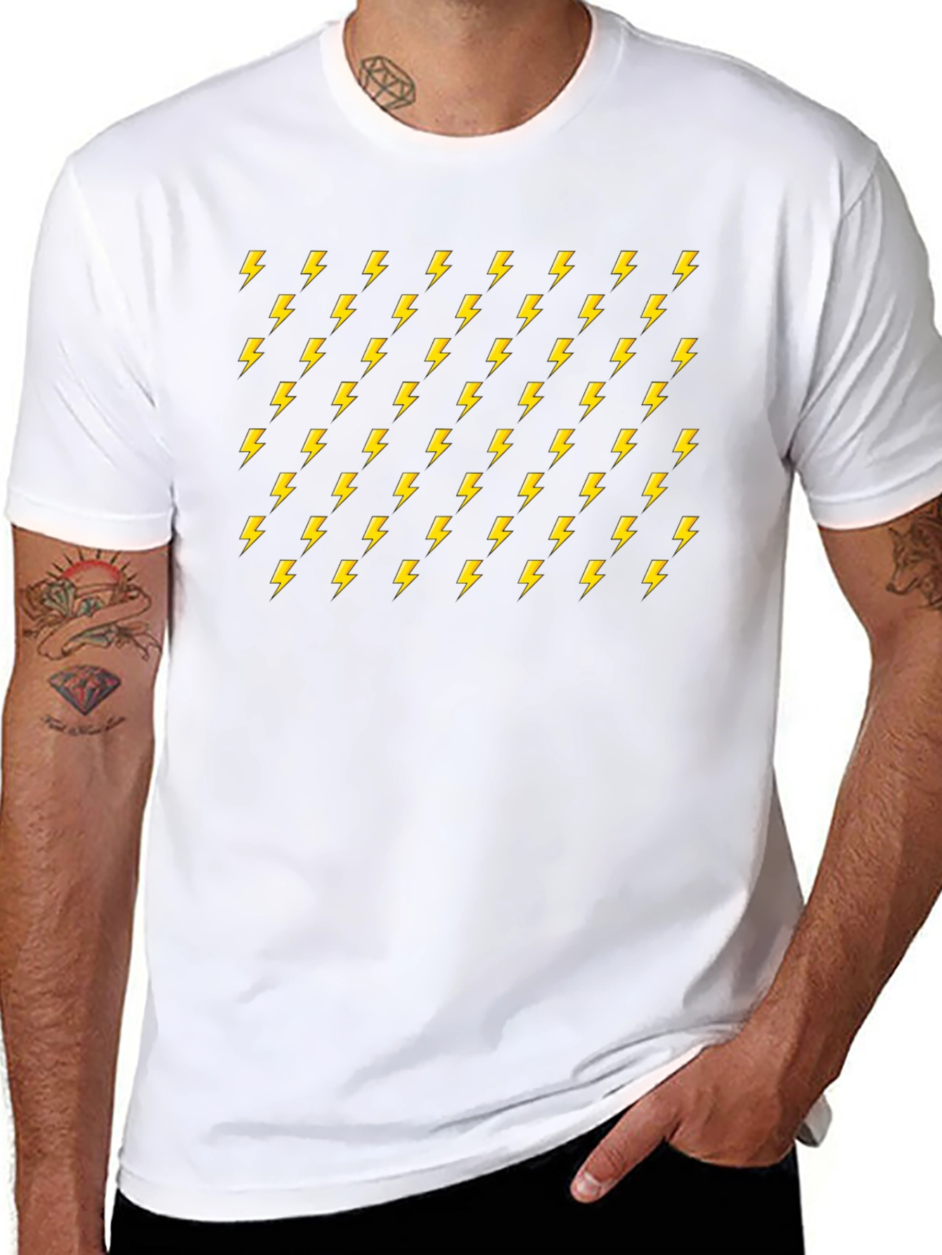 Electric Bolt Pattern Black T-Shirt