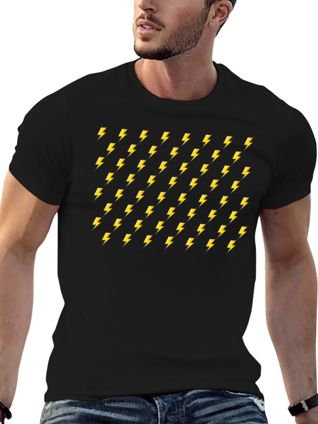 Electric Bolt Pattern Black T-Shirt