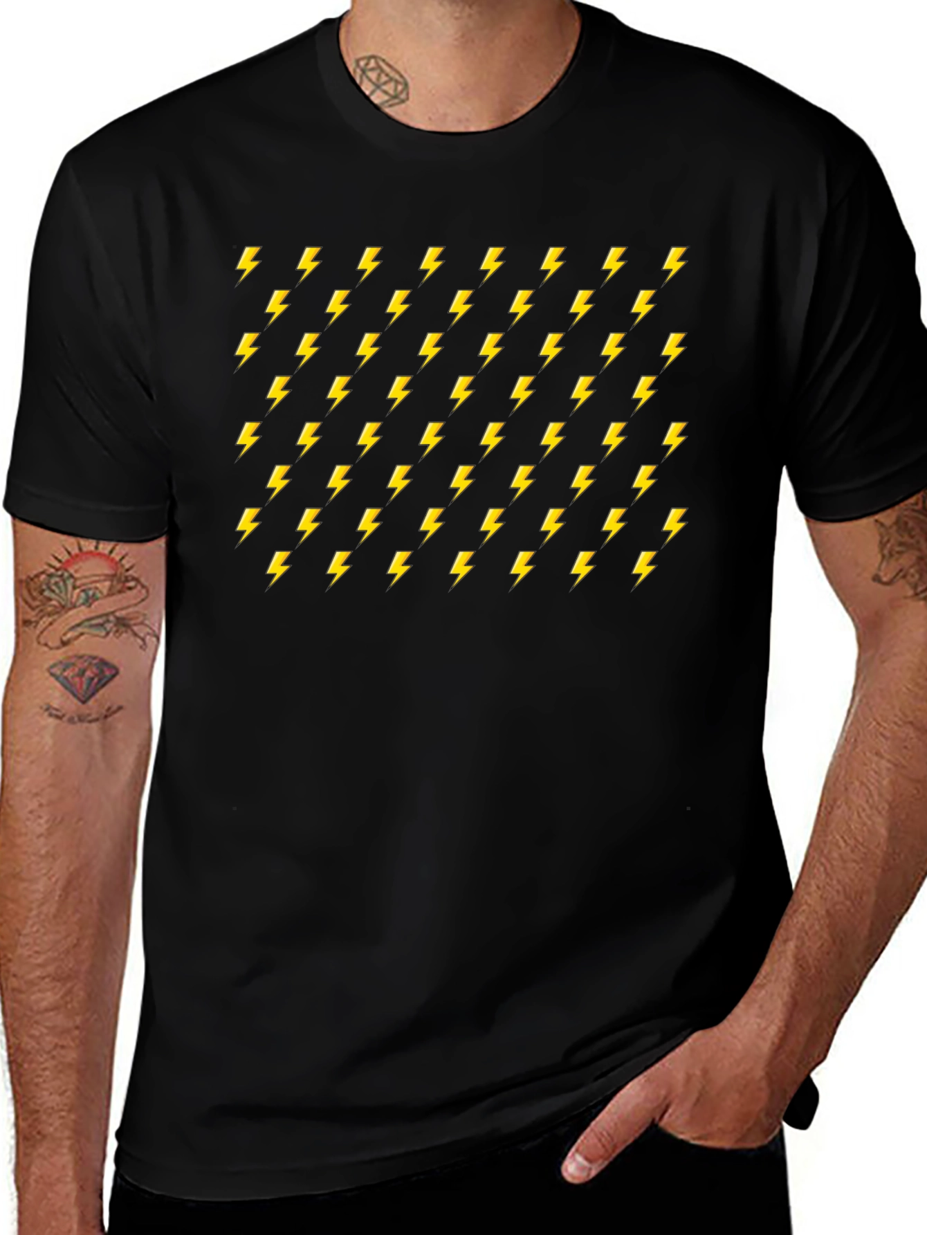 Electric Bolt Pattern Black T-Shirt