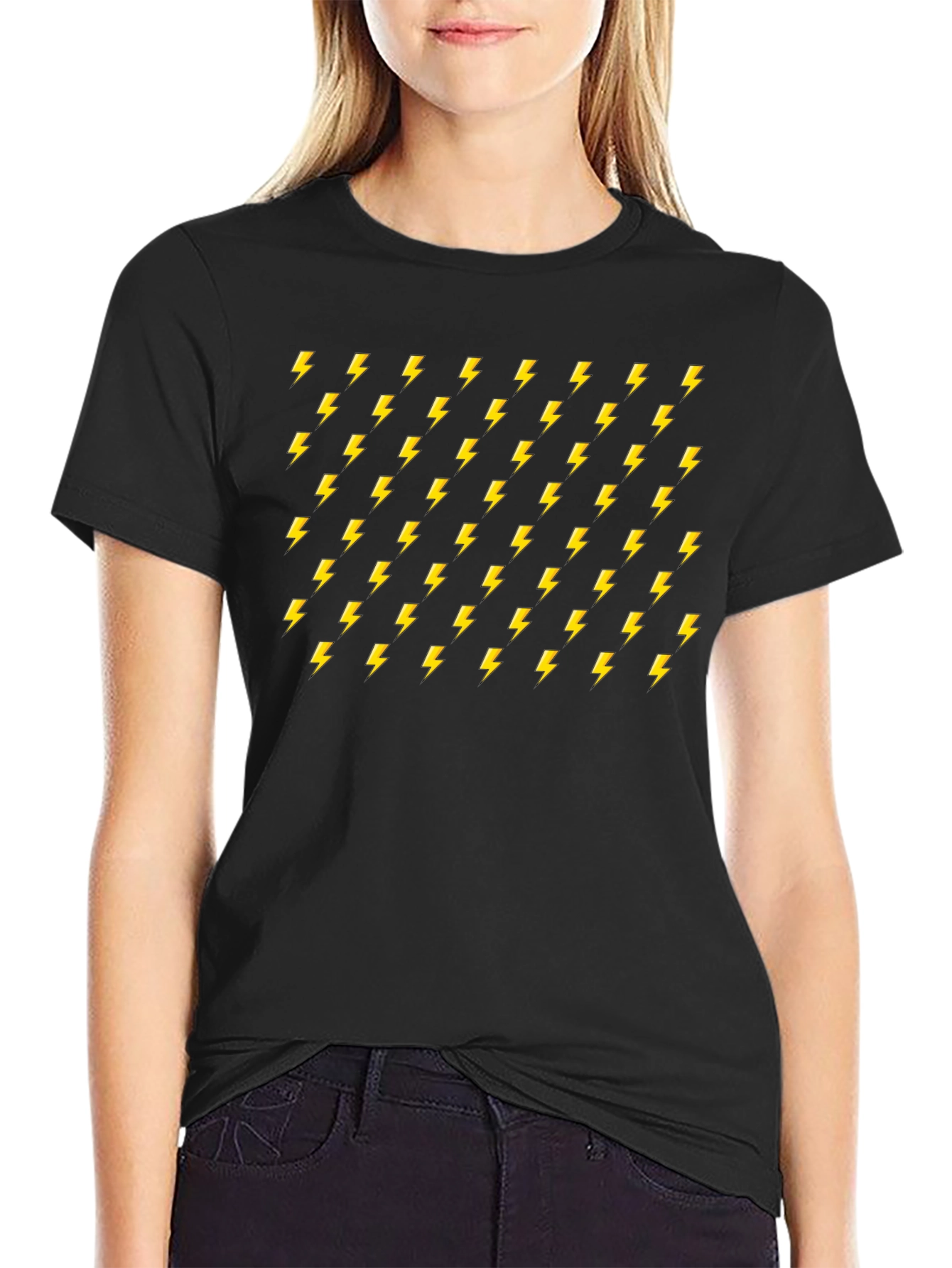 Electric Bolt Pattern Black T-Shirt