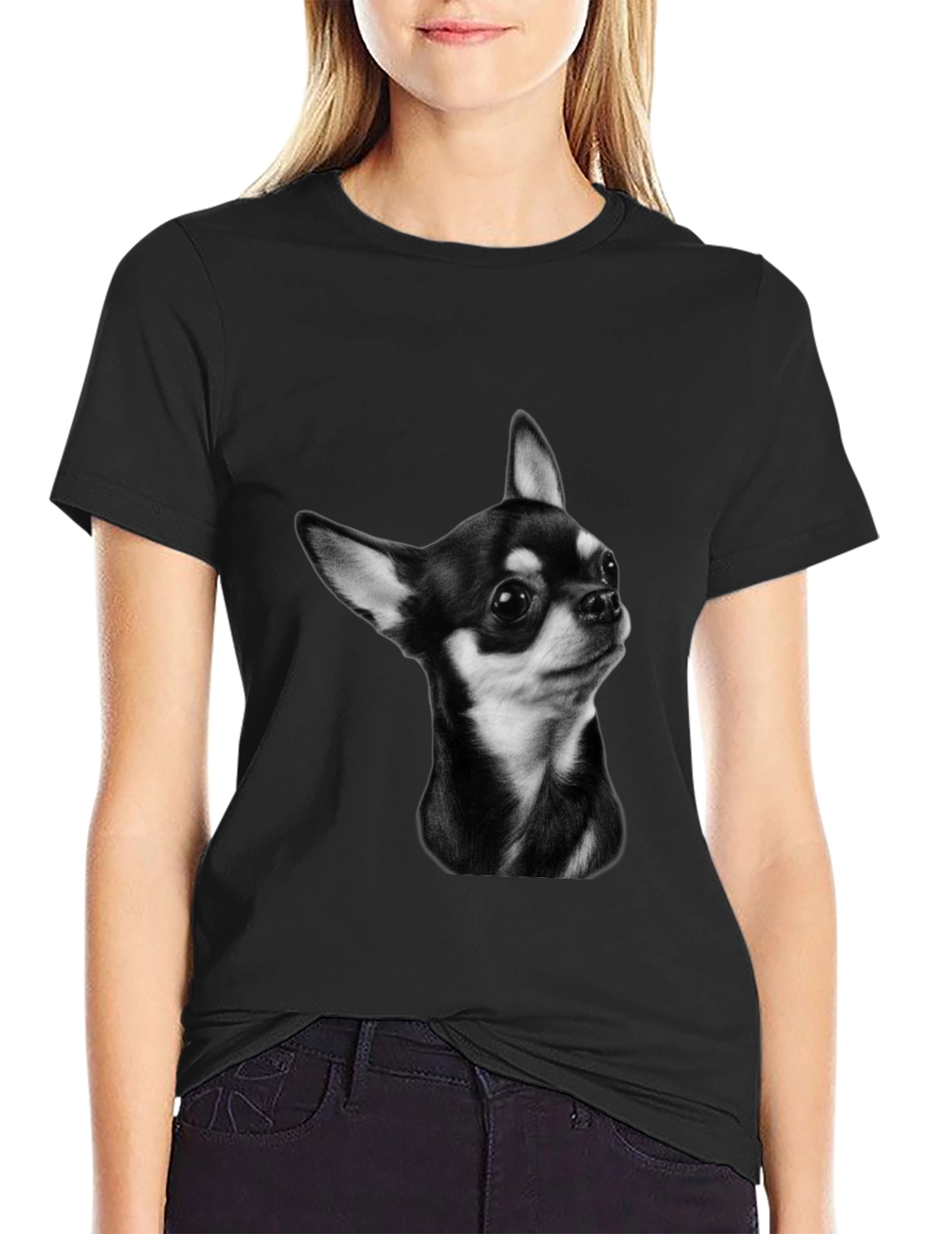 Chihuahua Portrait T-Shirt - Black