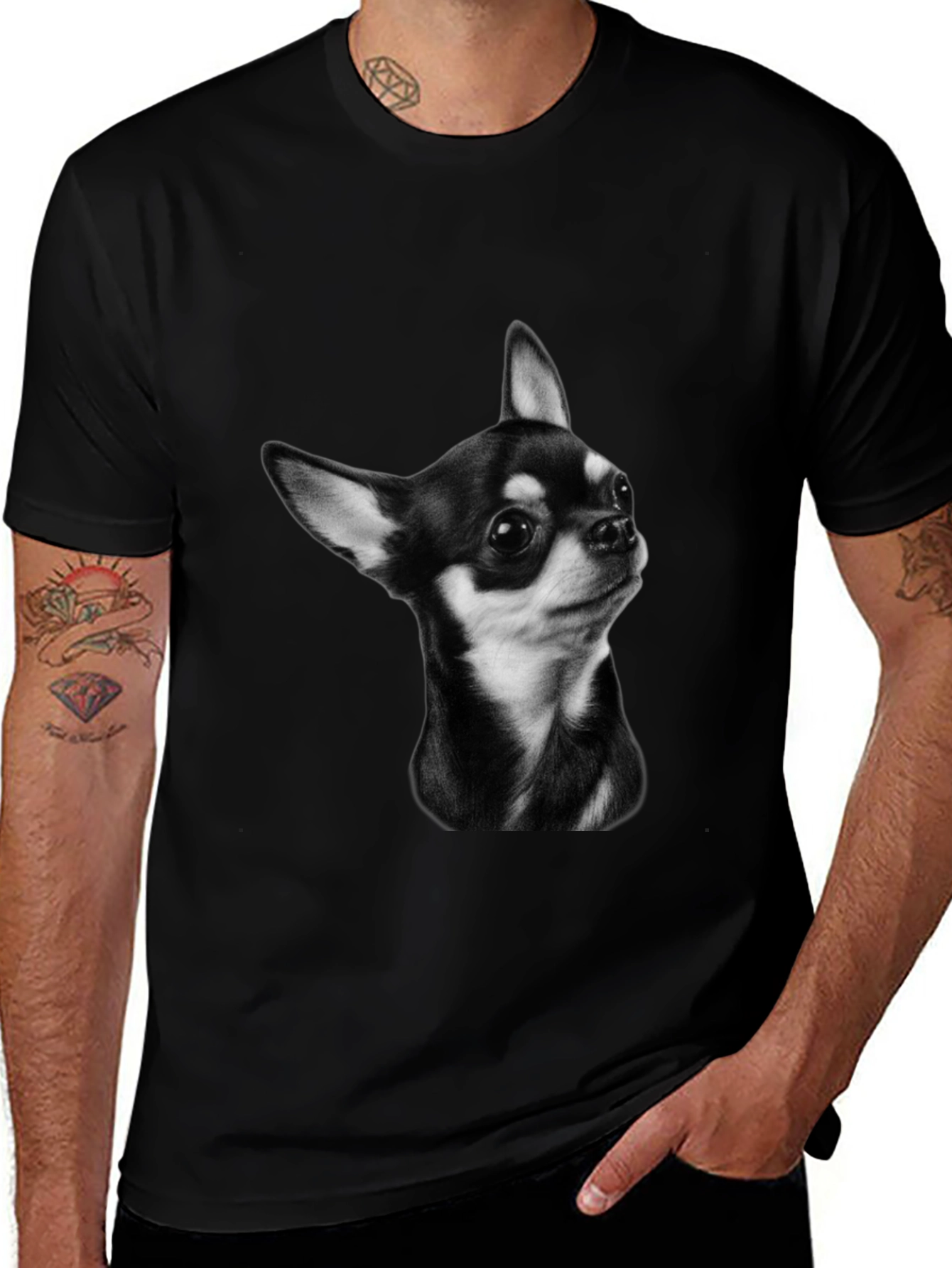 Chihuahua Portrait T-Shirt - Black