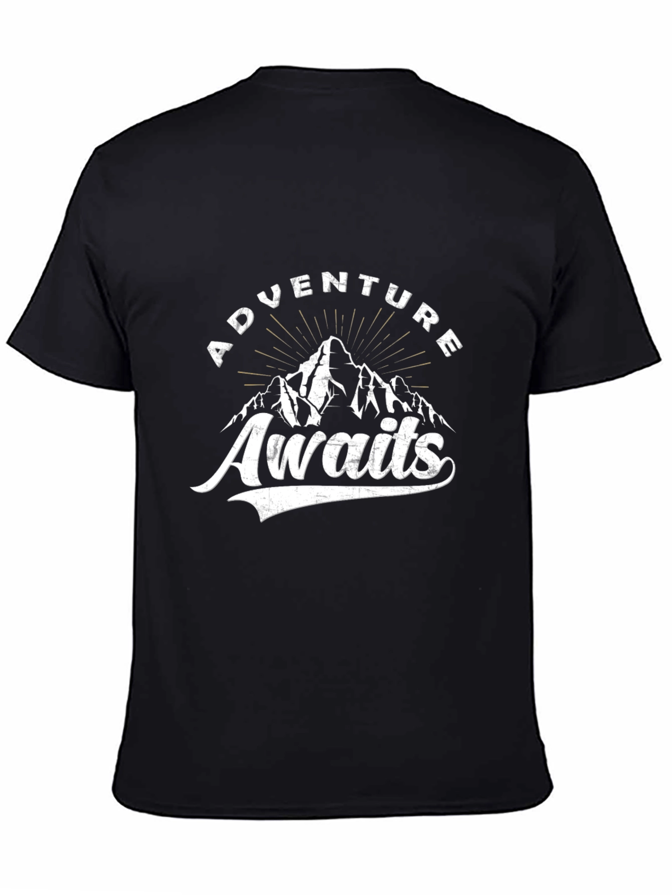 Adventure Awaits Graphic Tee - Black Cotton T-Shirt