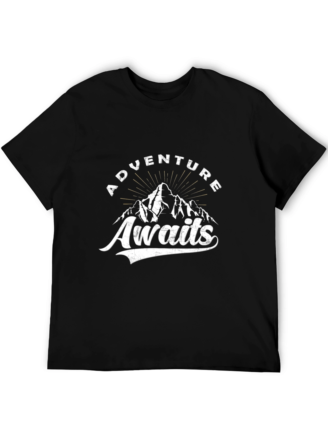 Adventure Awaits Graphic Tee - Black Cotton T-Shirt