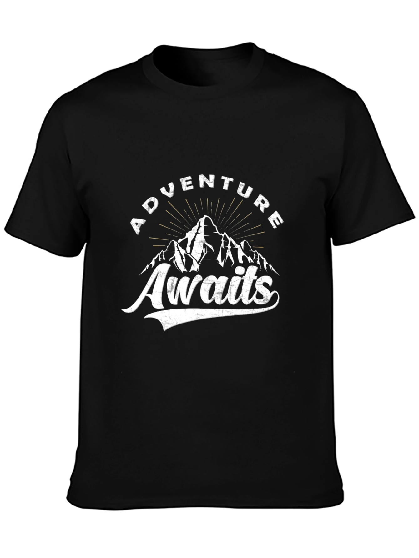 Adventure Awaits Graphic Tee - Black Cotton T-Shirt