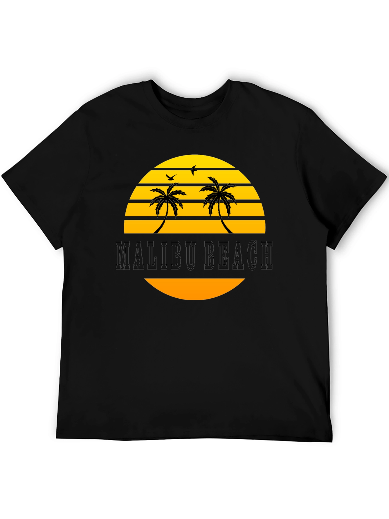 Malibu Beach Graphic T-Shirt - Black Cotton Tee