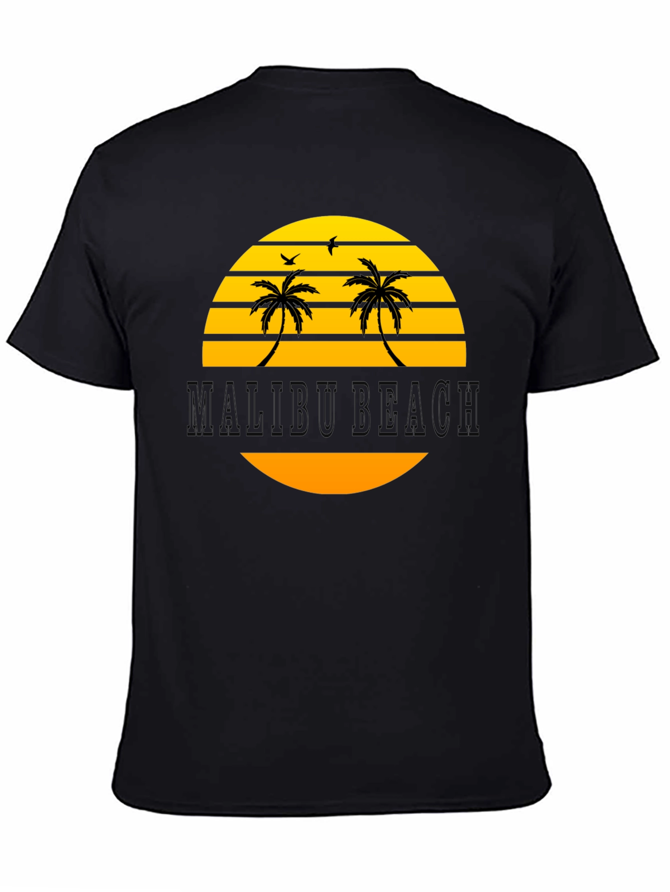 Malibu Beach Graphic T-Shirt - Black Cotton Tee