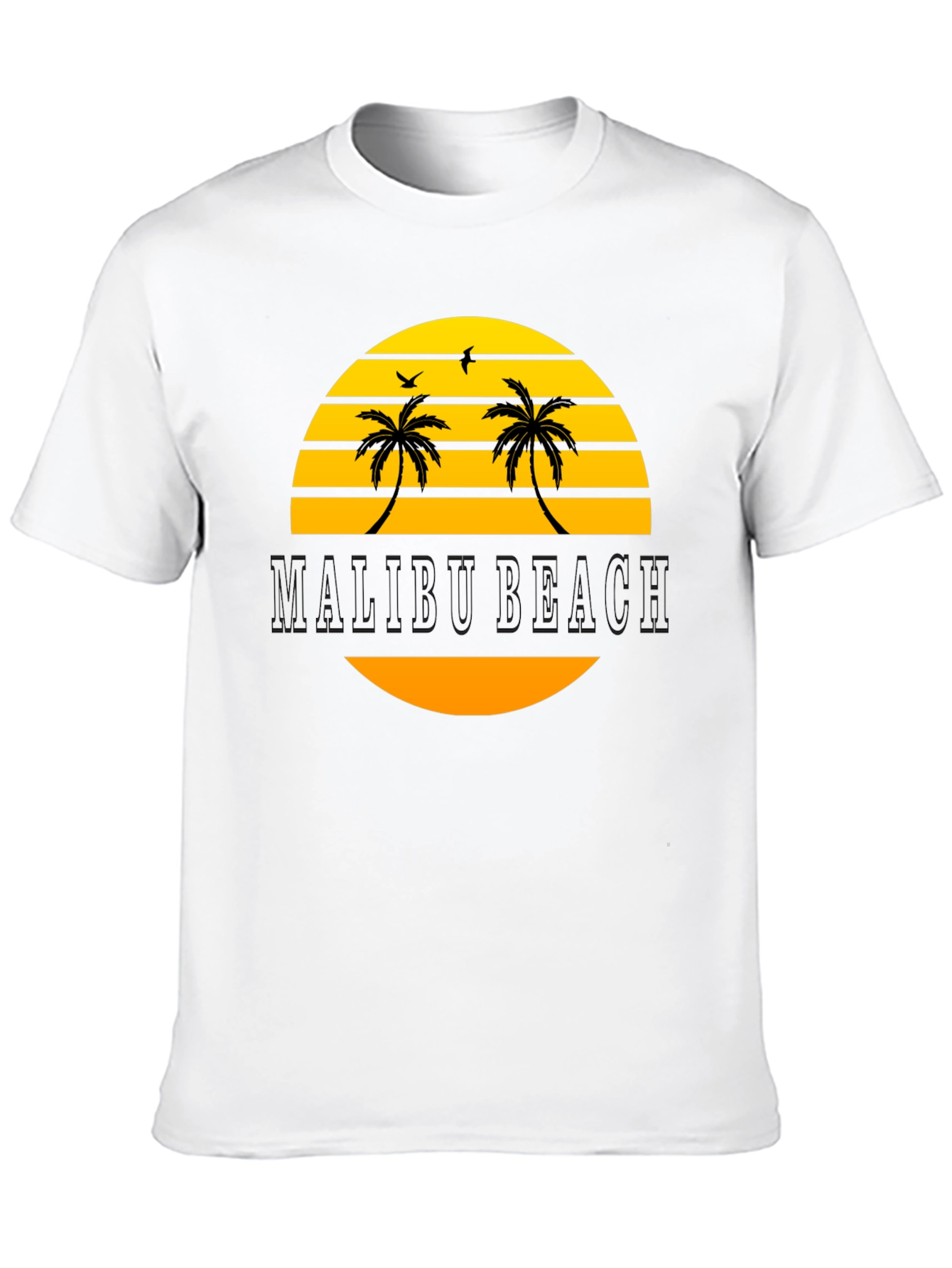 Malibu Beach Graphic T-Shirt - Black Cotton Tee